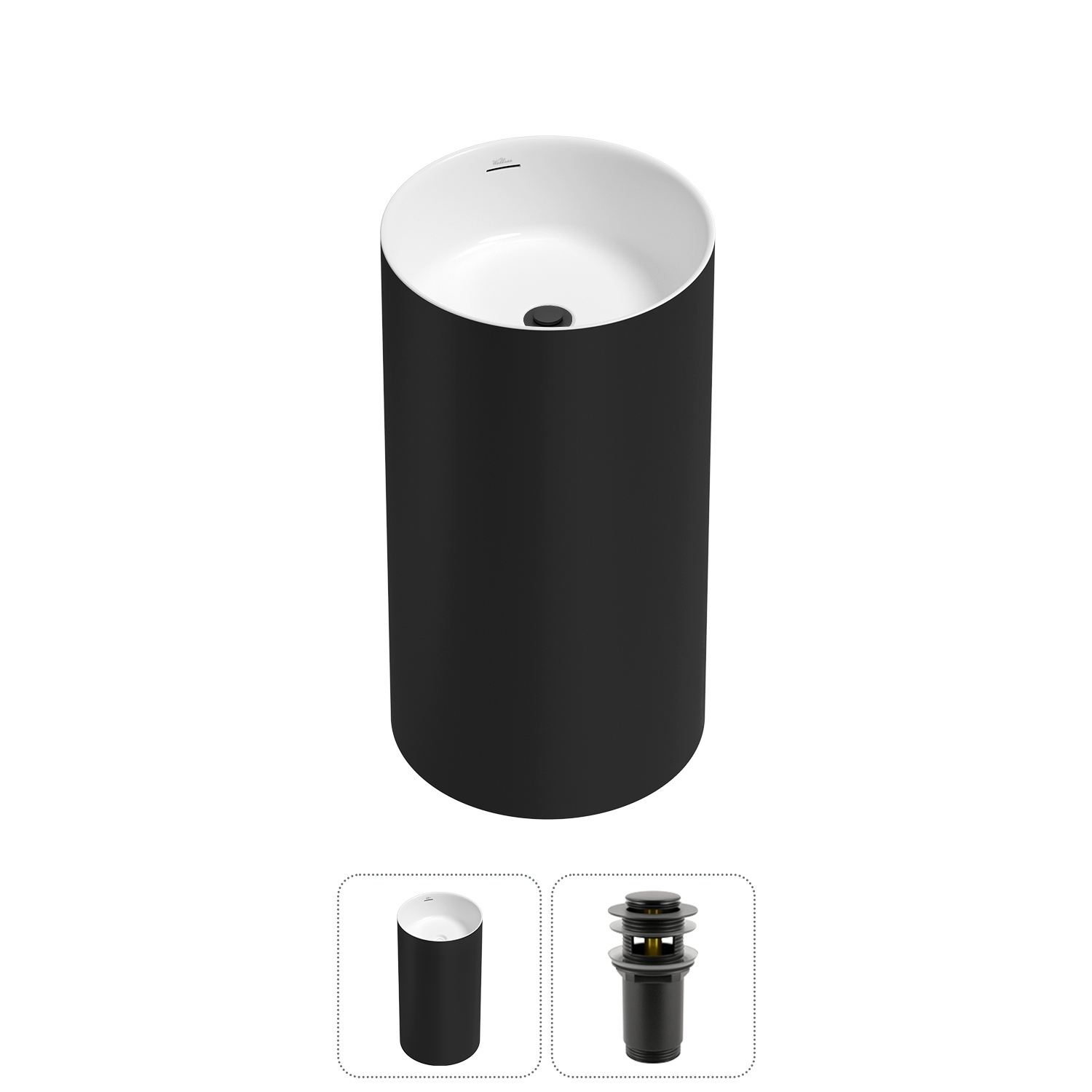 Изображение товара Раковина черная матовая Wellsee Chalice Perfection 45 см с донным клапаном