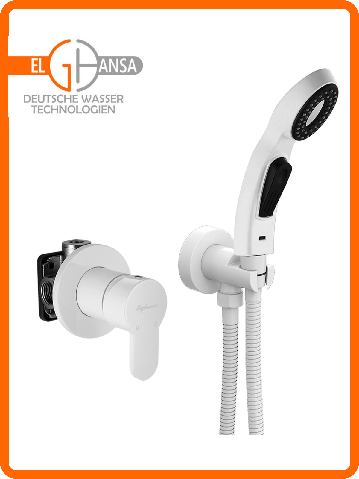 Изображение товара Смеситель для биде Elghansa 34R1083-White (Set-107) с гигиеническим душем встраиваемый цвет белый