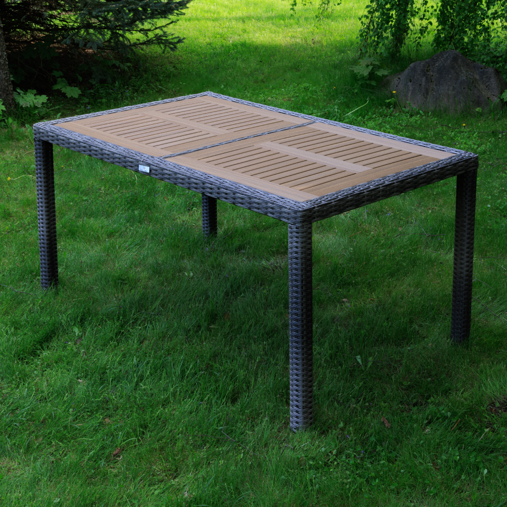 Изображение товара Стол садовый Royal family Amelia 150 см x 90 см x 75 см искусственный ротанг серый