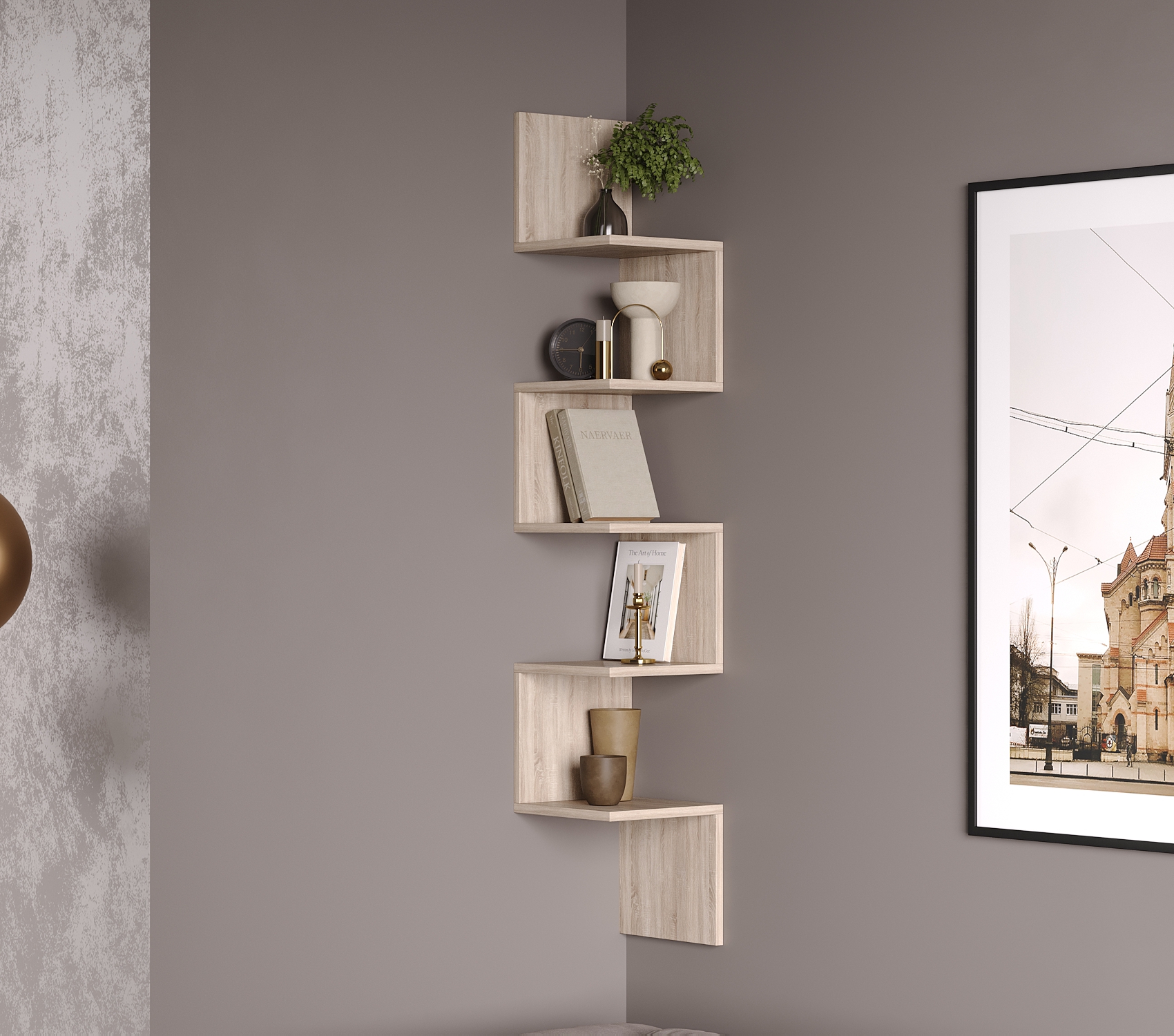 Изображение товара Настенная угловая полка Леддер 25x25 см Мебельные инновации Россия