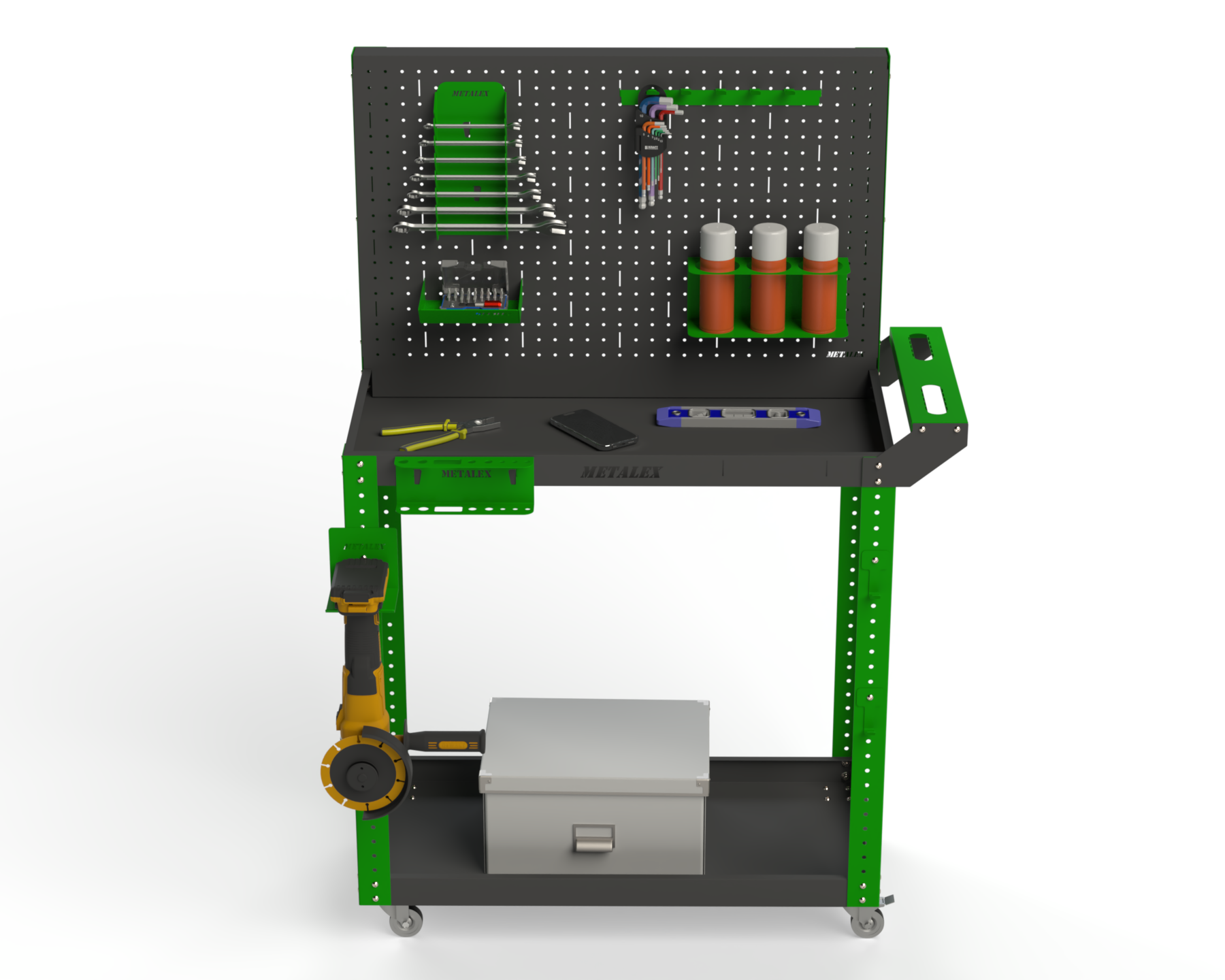 Изображение товара Тележка инструментальная Metalex Тип 4 80x40x70 см с аксессуарами и регулировкой высоты