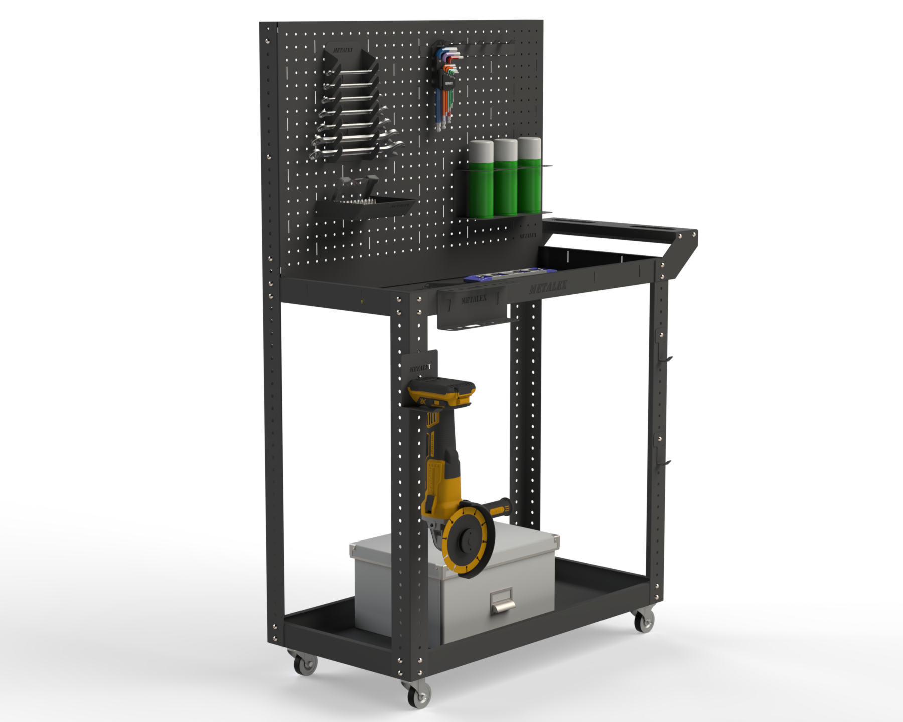 Изображение товара Тележка инструментальная Metalex 118241 с 2 полками и аксессуарами