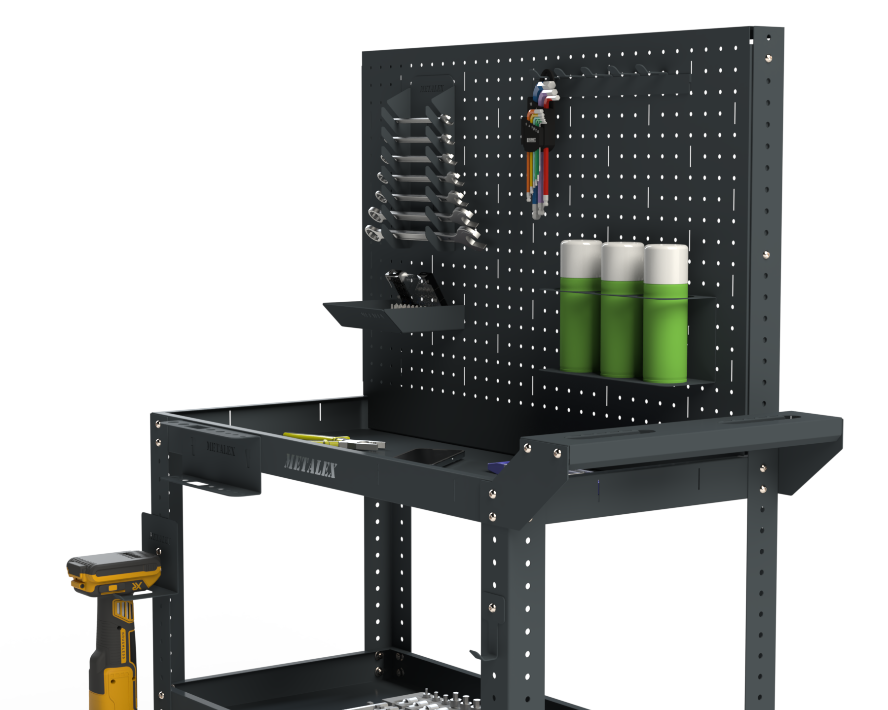 Изображение товара Тележка инструментальная Metalex Тип 4 800x400x900 мм 4 полки с аксессуарами