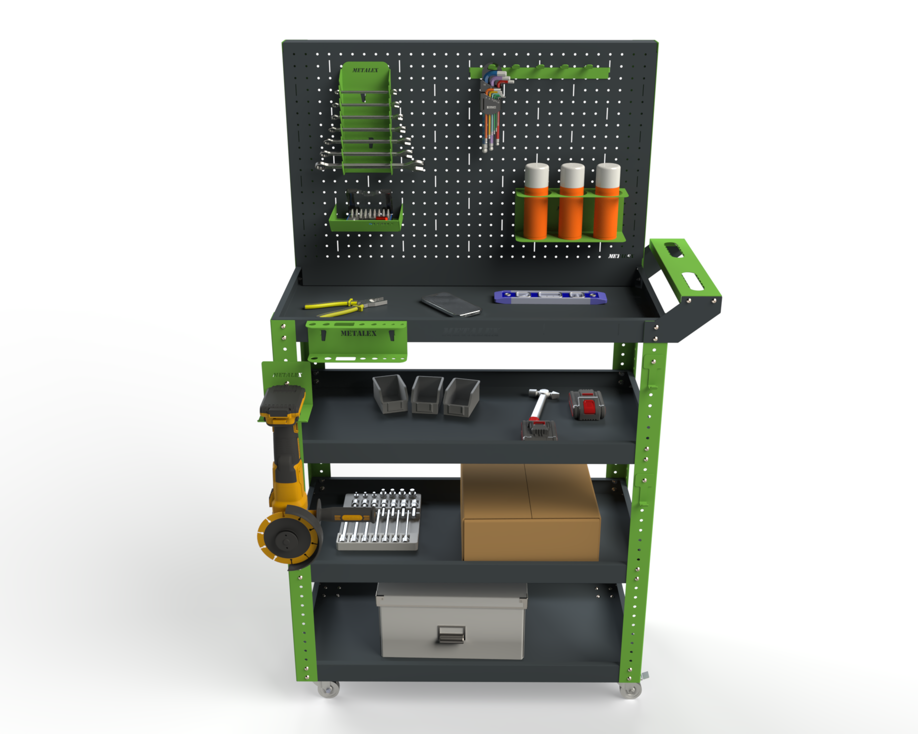 Изображение товара Тележка инструментальная Metalex 118315 с 4 полками и аксессуарами