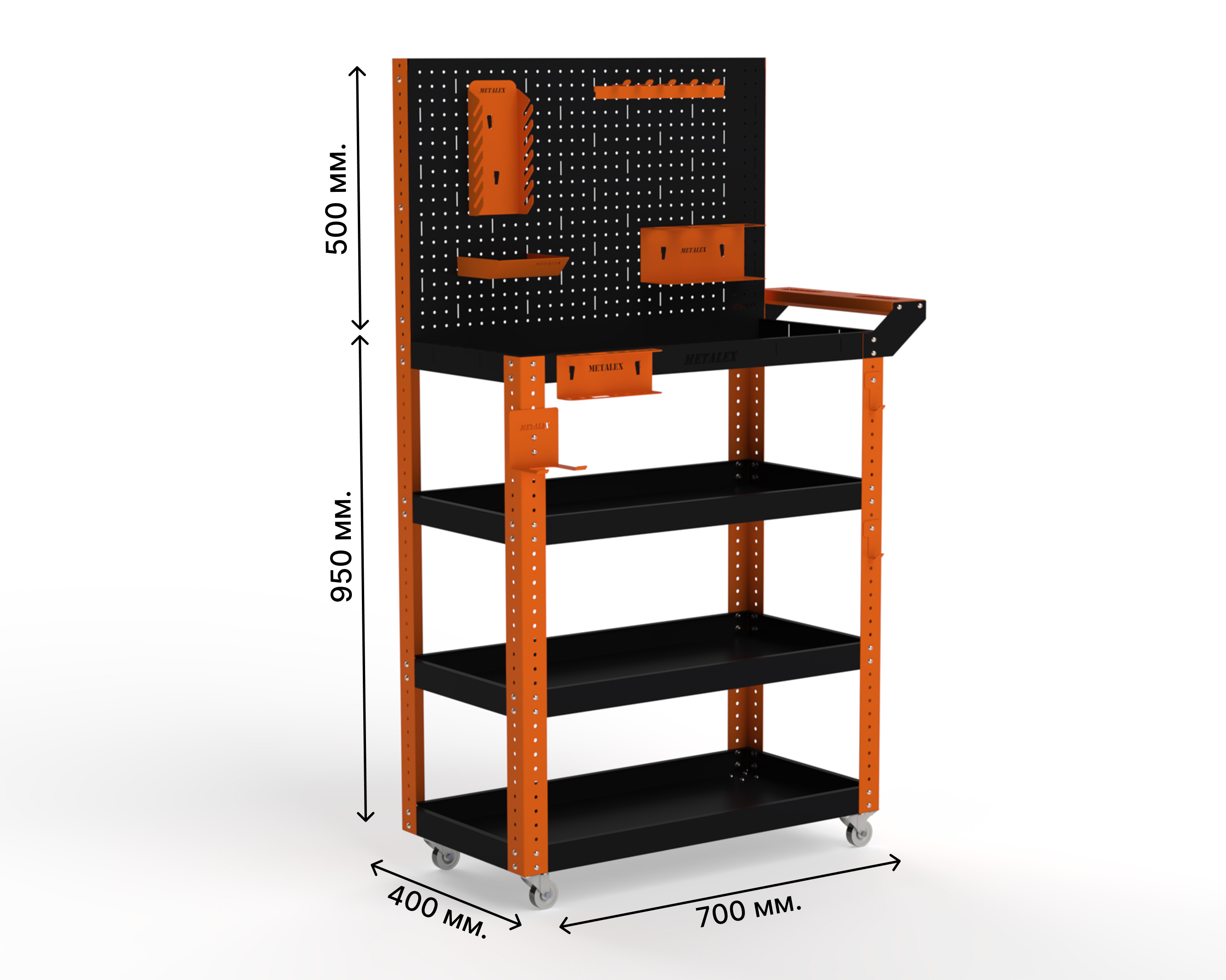 Изображение товара Тележка инструментальная Metalex 118321 с 4 полками и аксессуарами