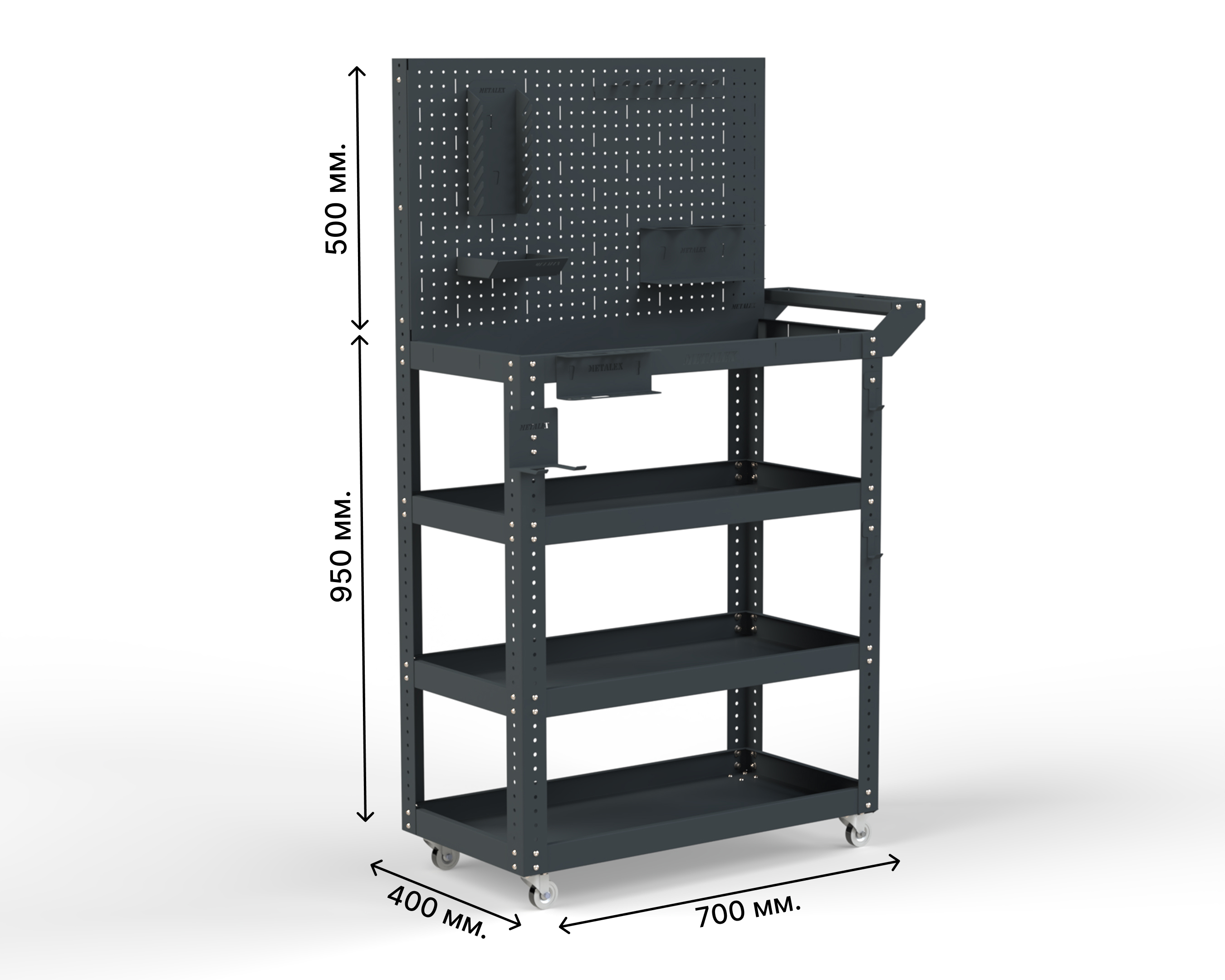 Изображение товара Тележка инструментальная Metalex 118330 Тип 4 950x450x900 мм 4 полки