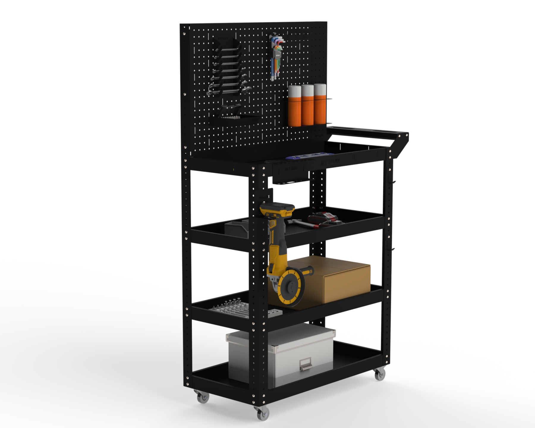 Изображение товара Тележка инструментальная Metalex Тип 4 950x400x700 мм с 4 полками и аксессуарами