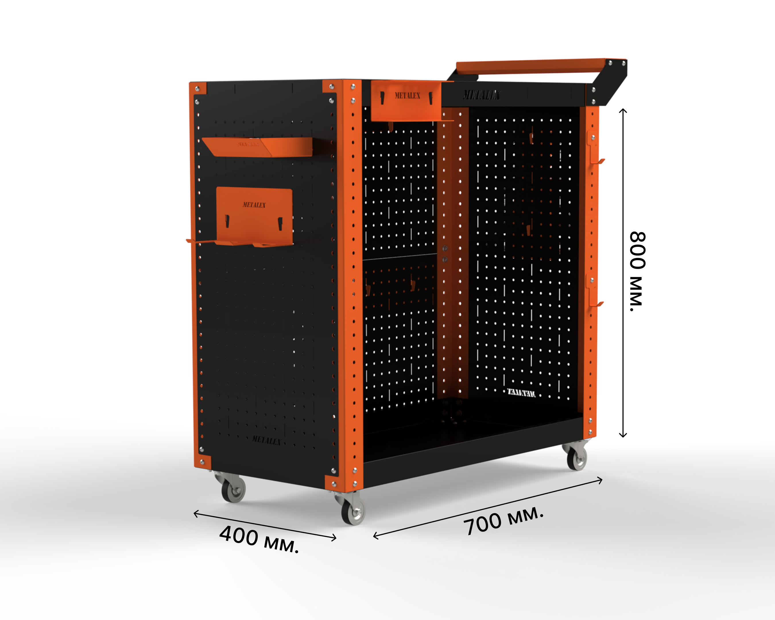 Изображение товара Тележка инструментальная Metalex Тип 3 800x400x700 мм 2 полки с аксессуарами