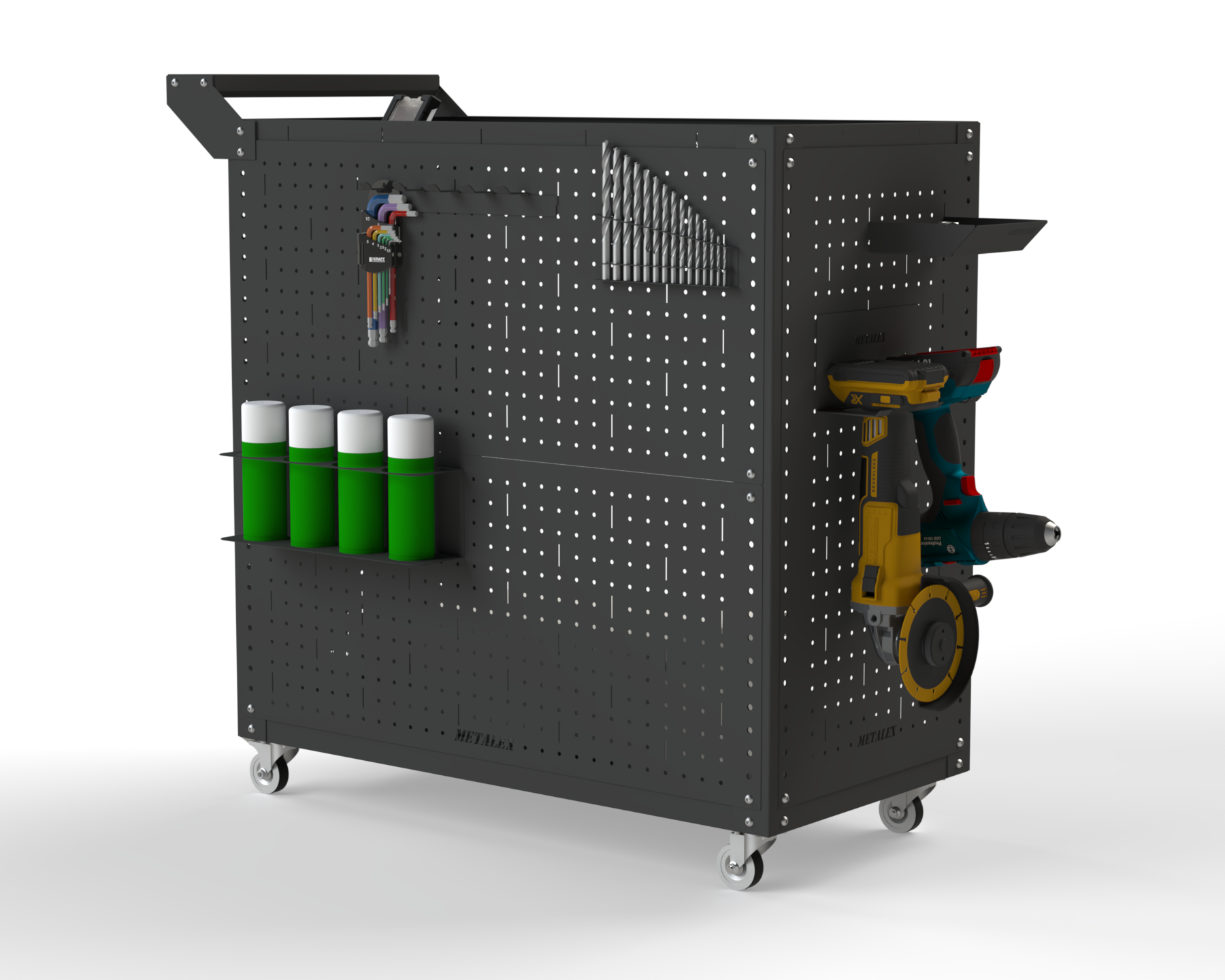 Изображение товара Тележка инструментальная Metalex Тип 3 800x450x900 мм с 2 полками и аксессуарами