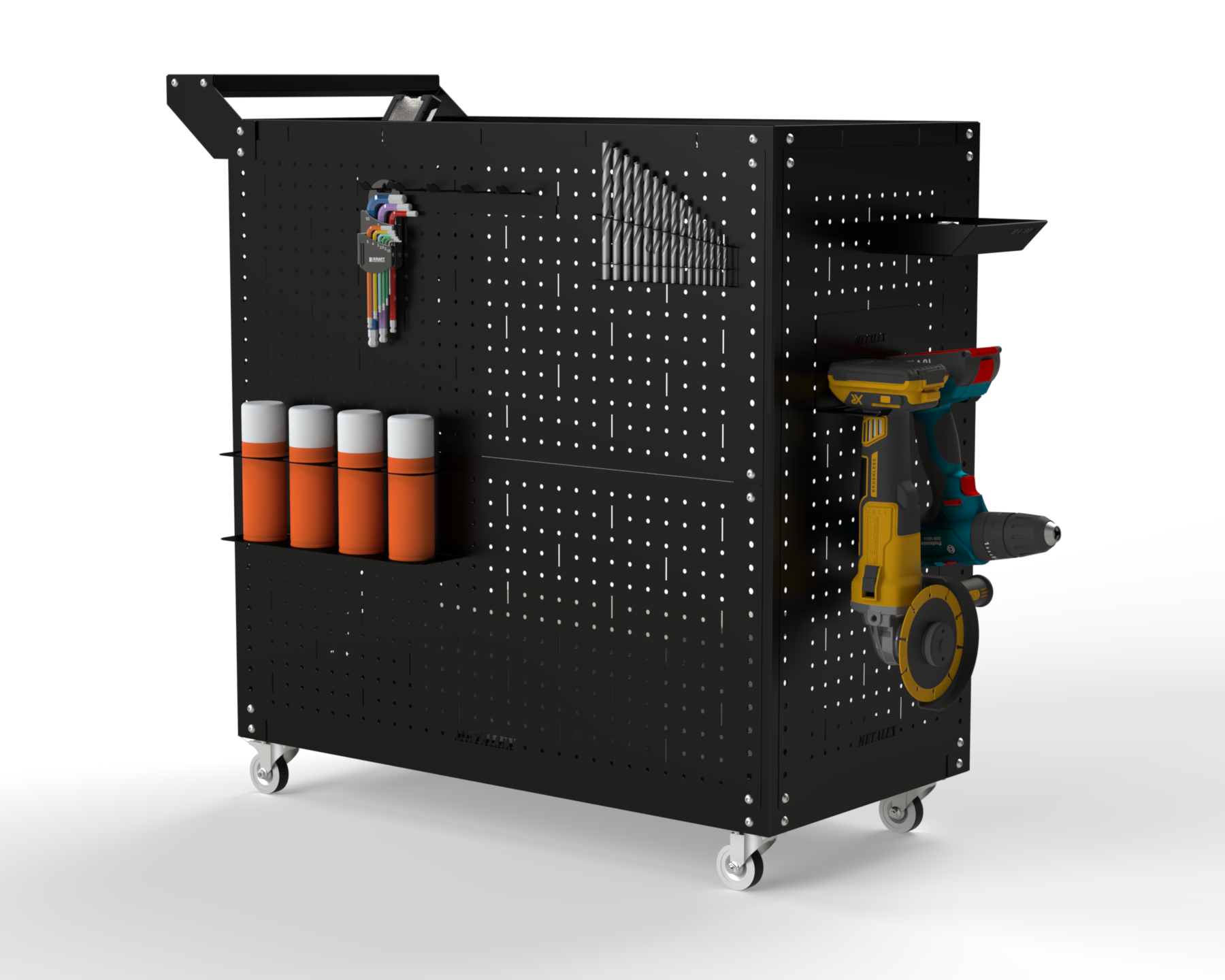 Изображение товара Тележка инструментальная Metalex 118368 3 800x450x900 мм 2 полки с аксессуарами