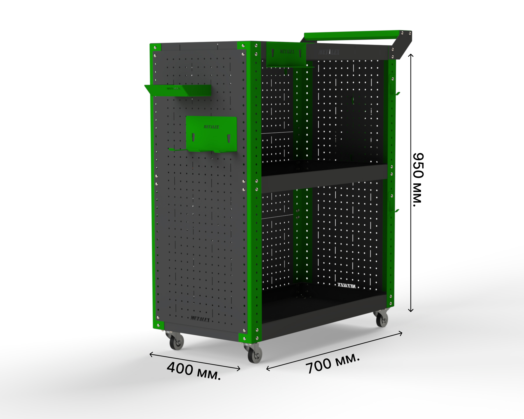 Изображение товара Тележка инструментальная Metalex 118378 с 3 полками и аксессуарами