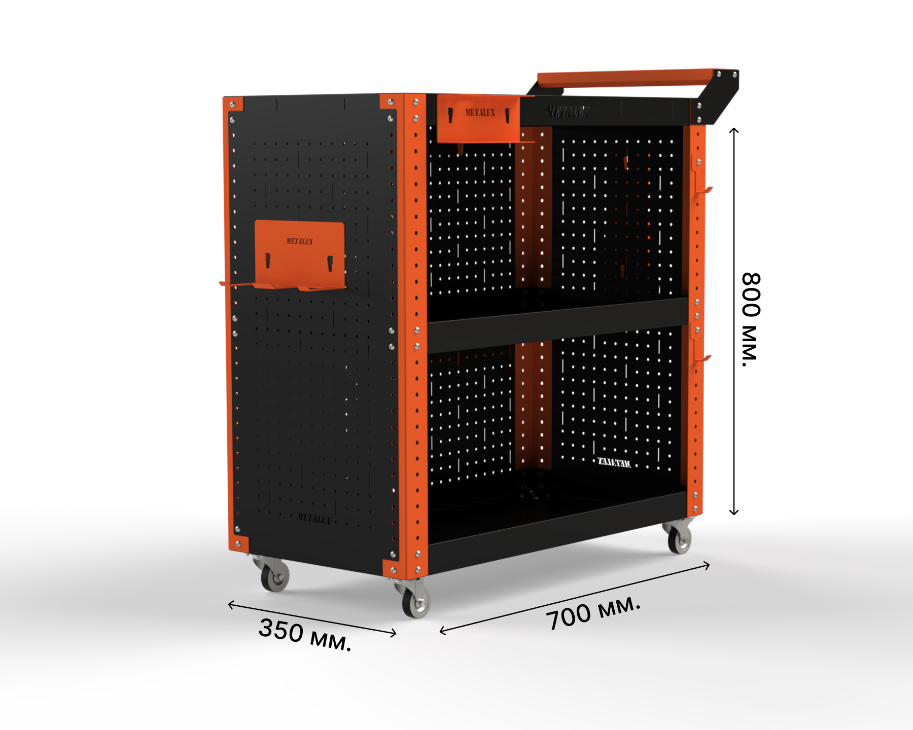Изображение товара Тележка инструментальная Metalex 118387 Тип 3 800x400x900 мм 3 полки