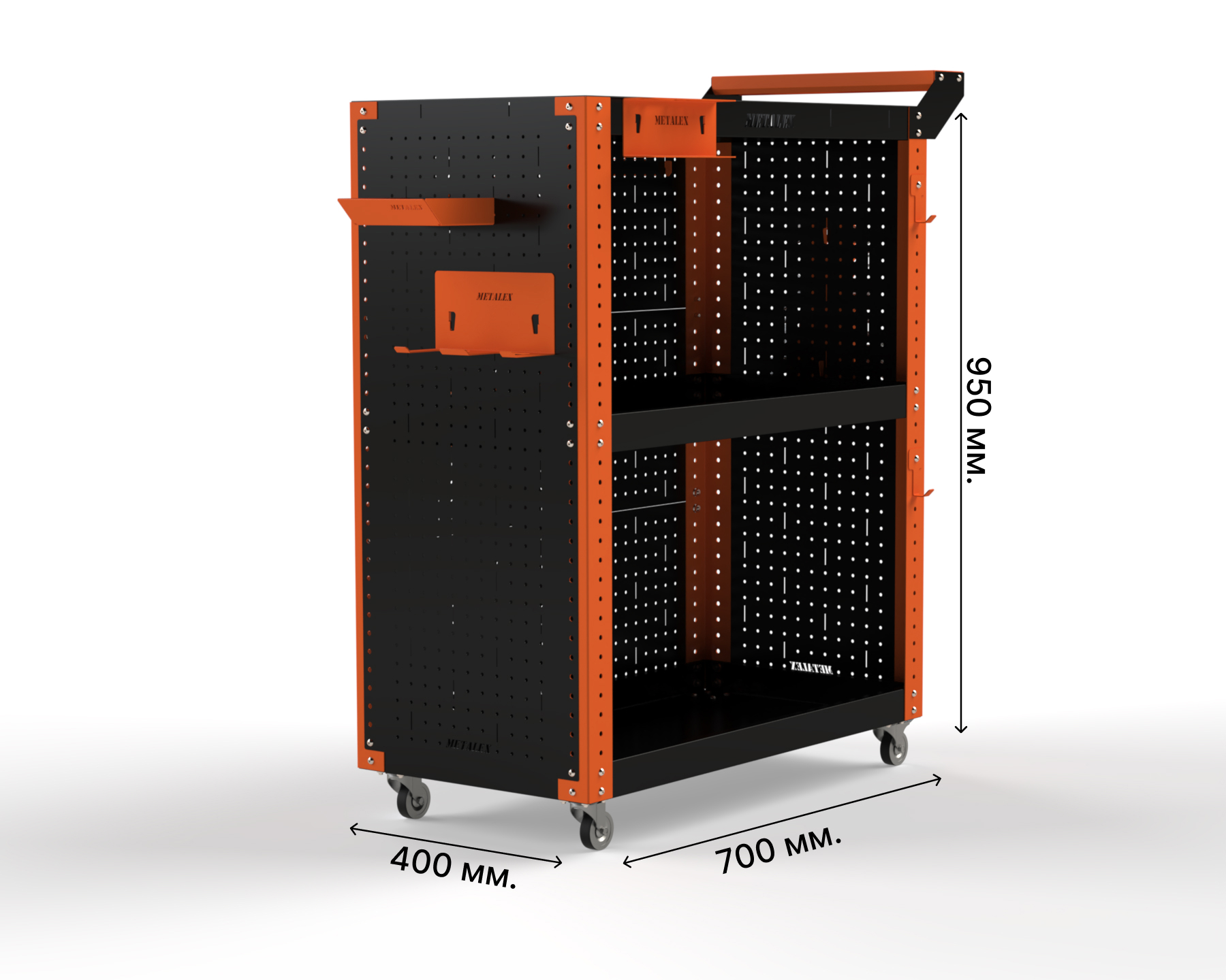 Изображение товара Тележка инструментальная Metalex Тип 3 950x450x700 мм 4 колеса, регулировка высоты