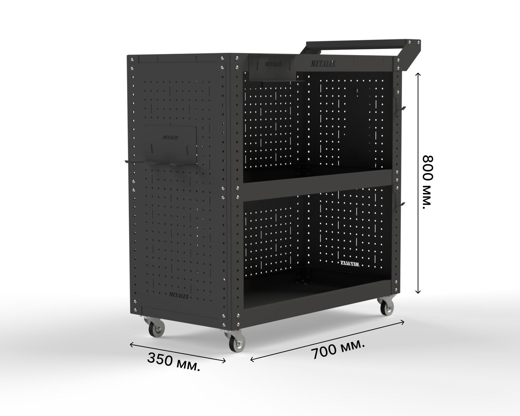 Изображение товара Тележка инструментальная Metalex Тип 3 800x450x900 мм 4 колеса Россия