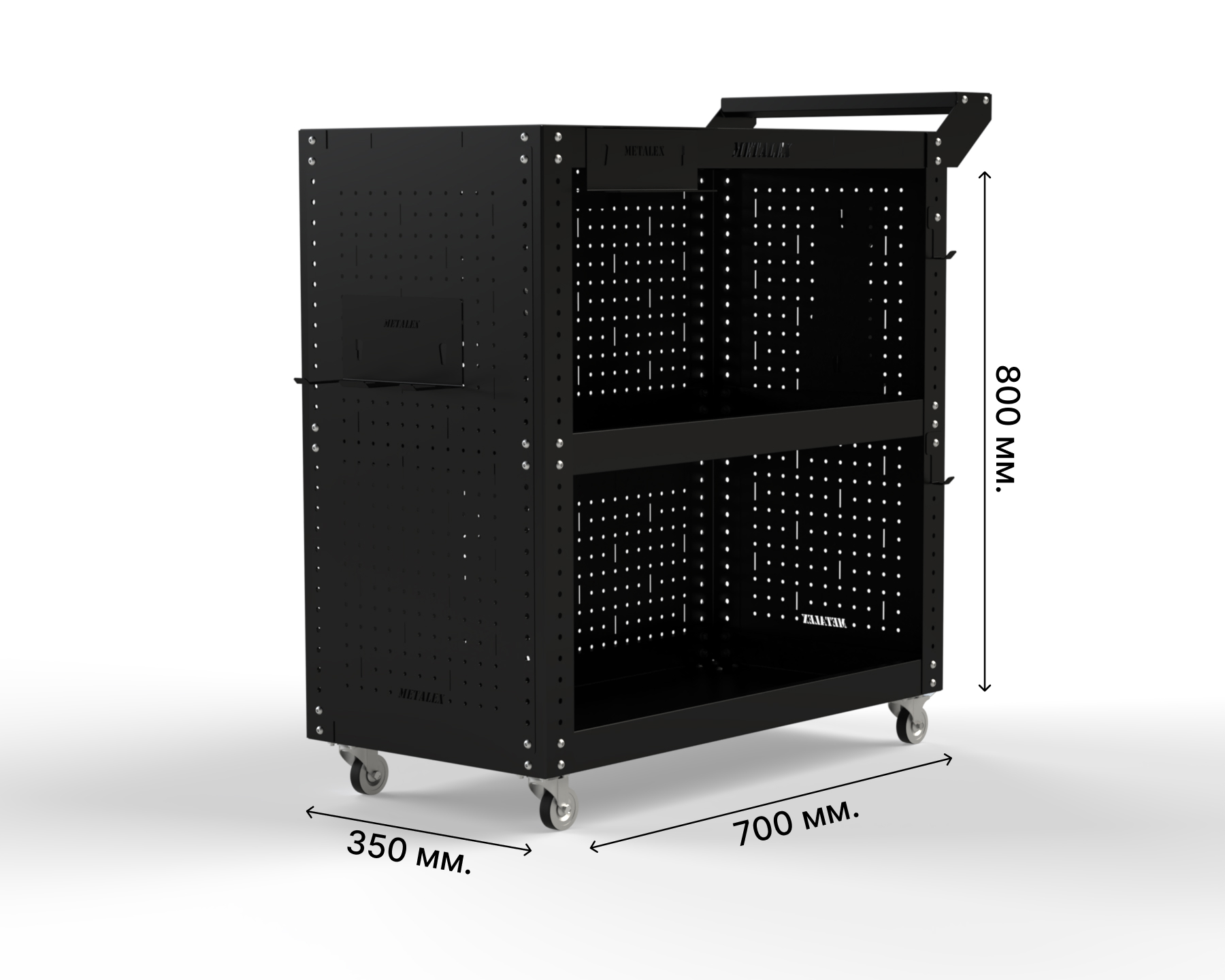 Изображение товара Тележка инструментальная Metalex 118411 800x350x700 мм 3 полки Россия