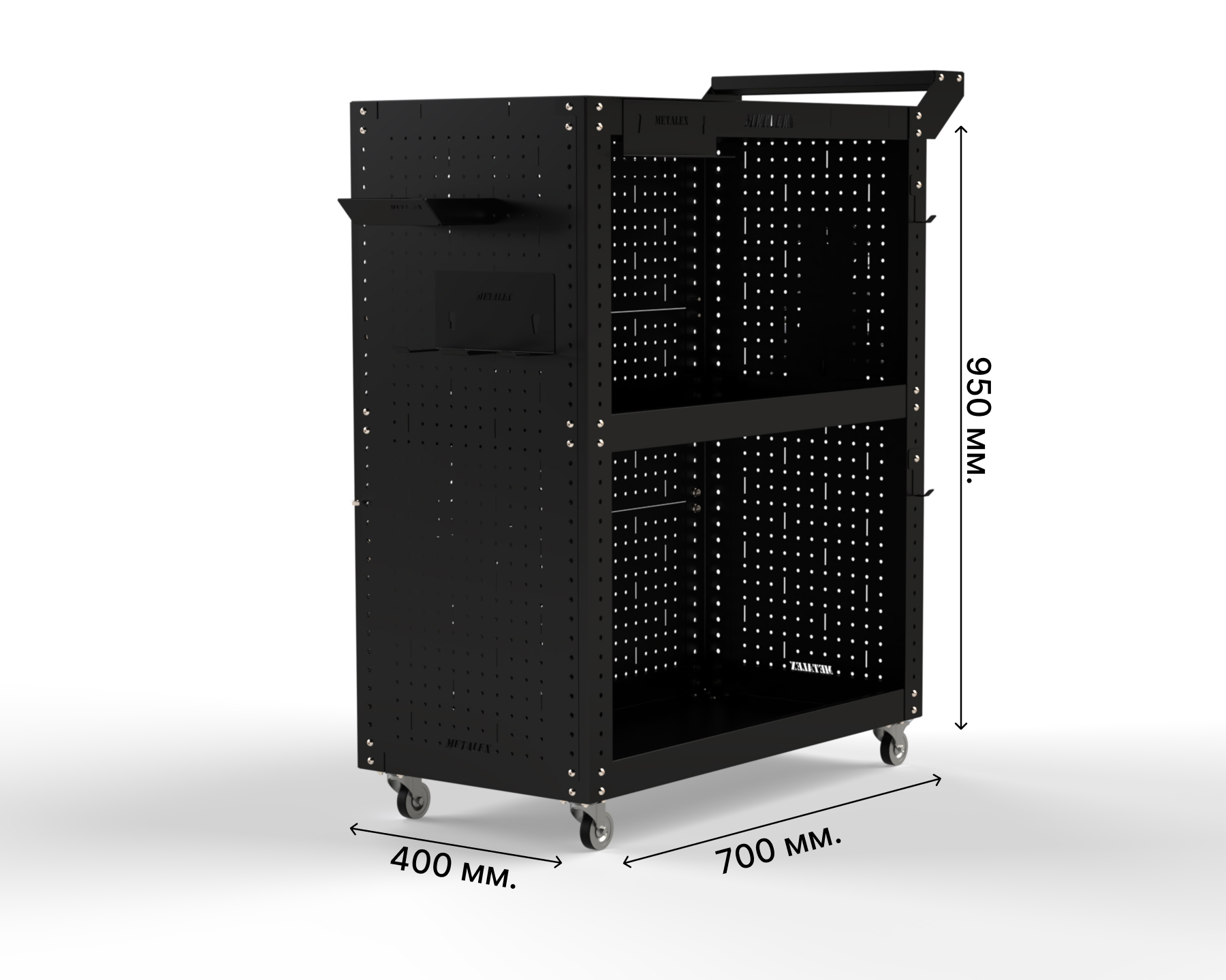 Изображение товара Тележка инструментальная Metalex Тип 3 950x400x700 мм с 4 полками и аксессуарами