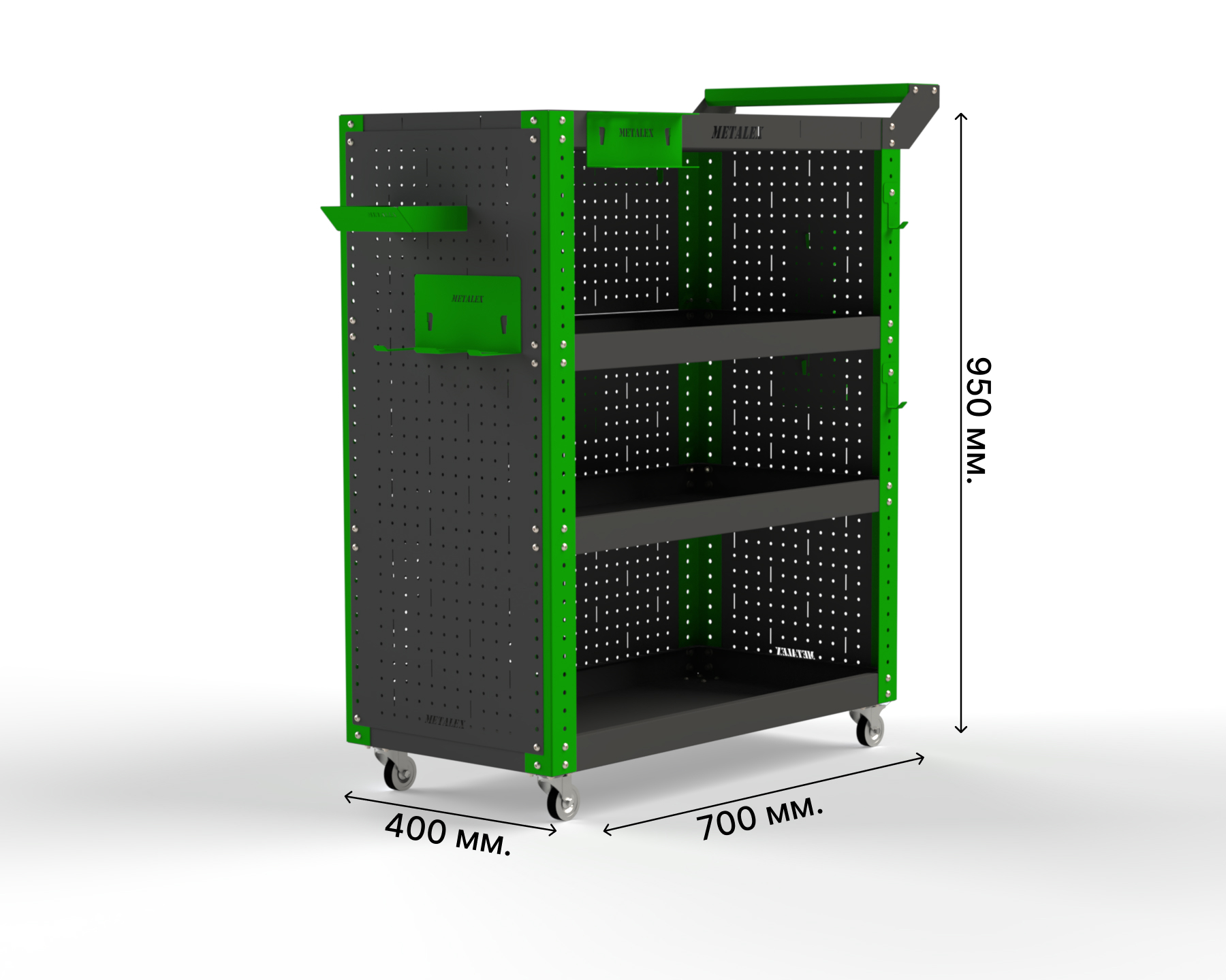 Изображение товара Тележка инструментальная Metalex 118430 с 4 полками и аксессуарами