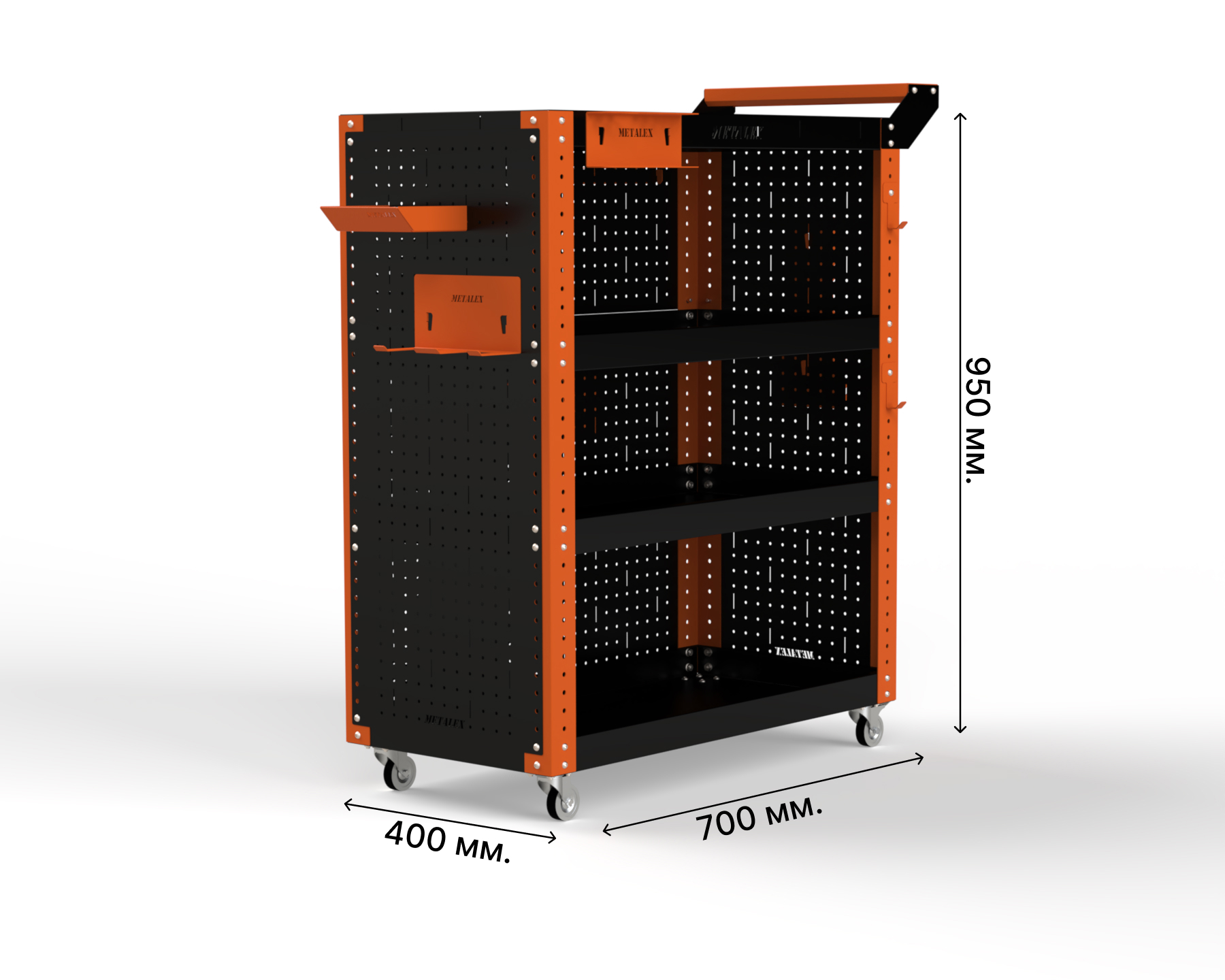 Изображение товара Тележка инструментальная Metalex Тип 3 950x400x900 мм с 4 полками и аксессуарами