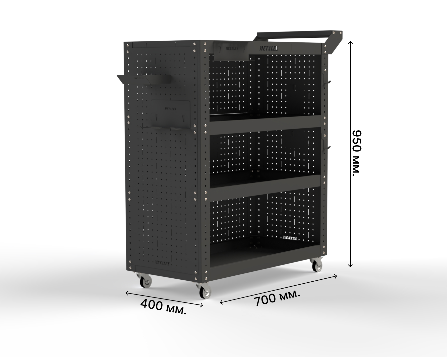 Изображение товара Тележка инструментальная Metalex 118442 950x450x900 мм 4 полки Россия