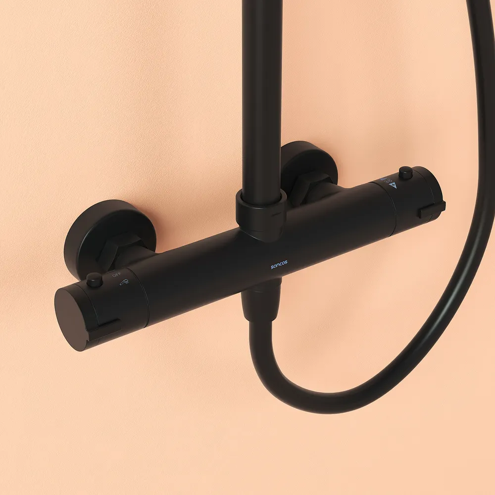 Изображение товара Душевая стойка Sancos SC7100MB 4 режима цвет черный матовый с термостатом