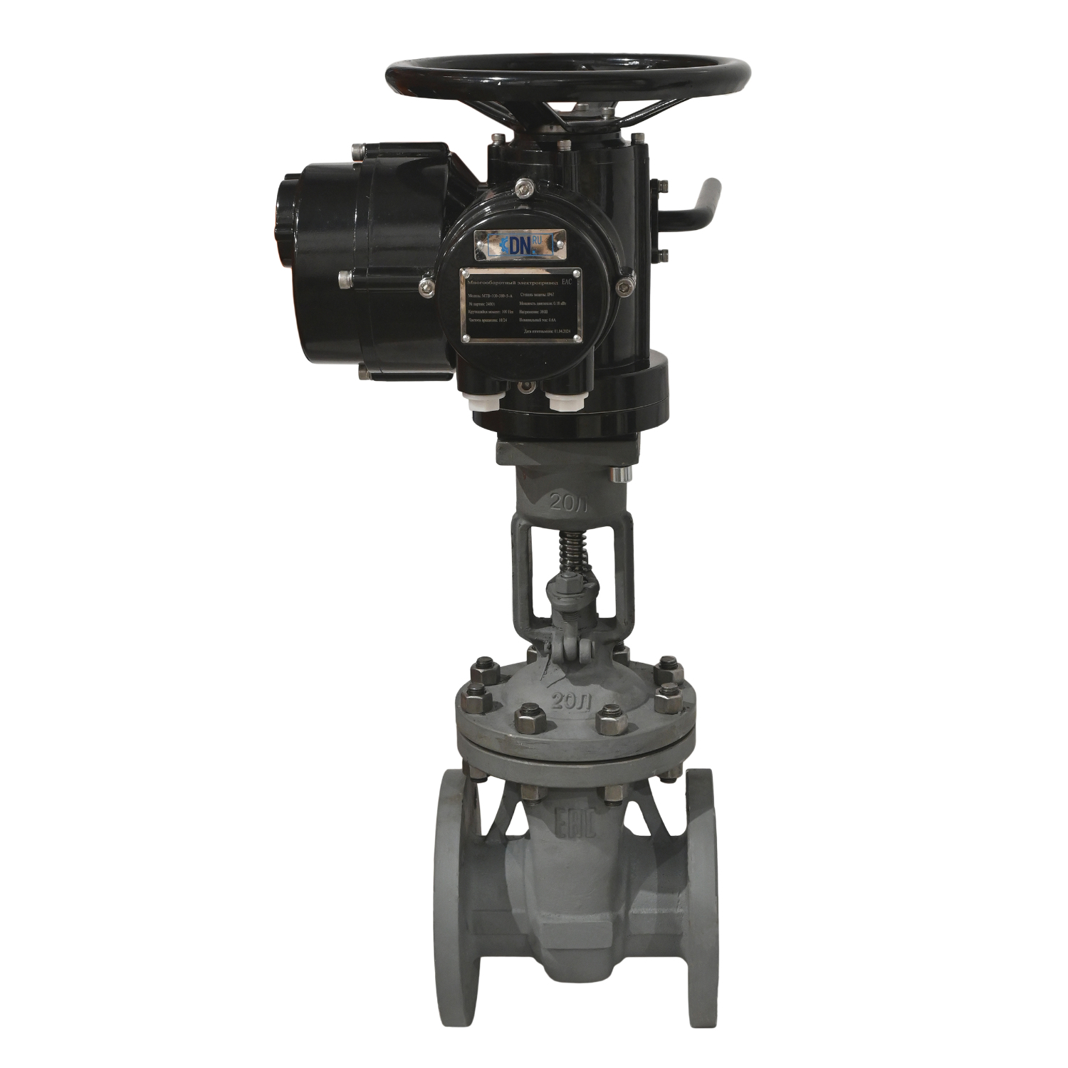 Изображение товара Задвижка клиновая DN.ru DN100 PN16 с электроприводом и выдвижным шпинделем