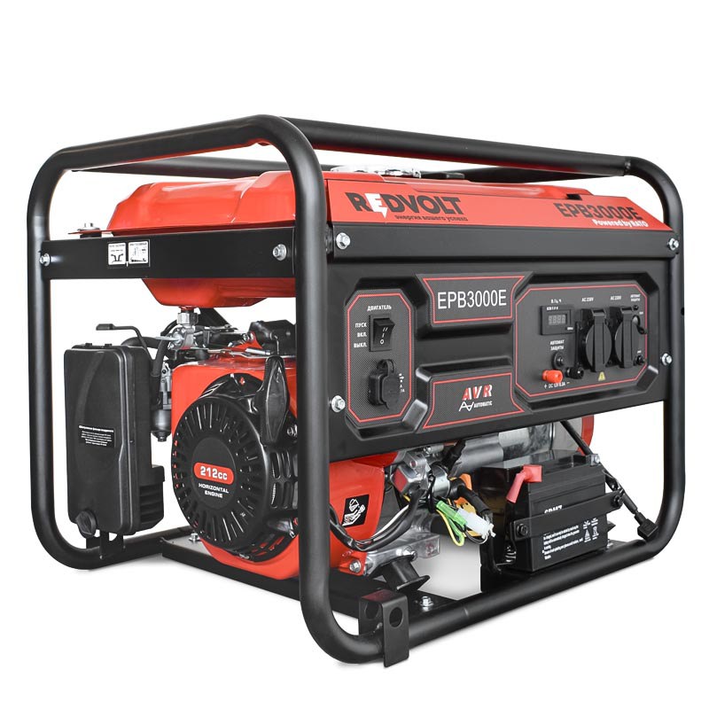 Изображение товара Генератор бензиновый Redvolt EPB3000E 3 кВт портативный рекламный образец