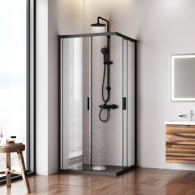 Изображение товара Душевой уголок Am.Pm Gem 90x90 см черный профиль стекло без покрытия