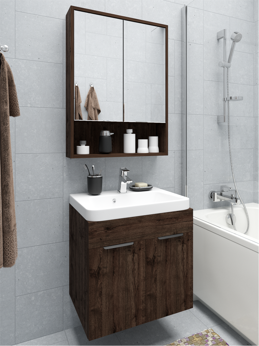 Изображение товара Тумба под раковину для ванной Bruna 60 см подвесная шоколадная Capsula Mebel