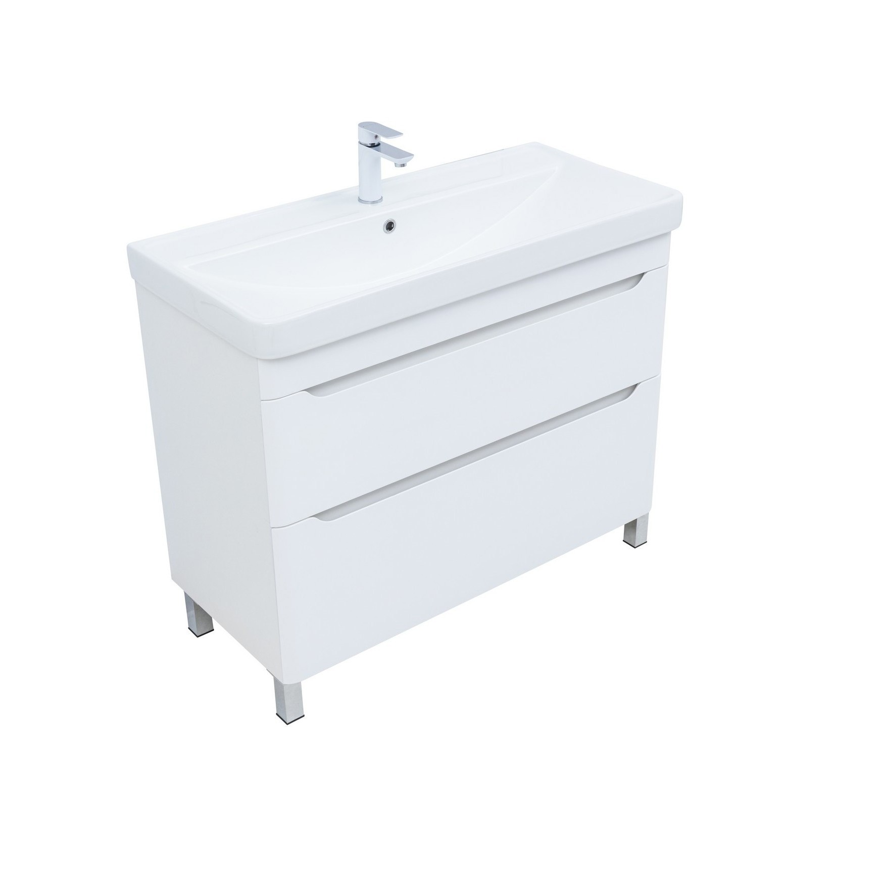 Изображение товара Тумба под раковину Logan Twin 98.5см белый сатин надежная и стильная