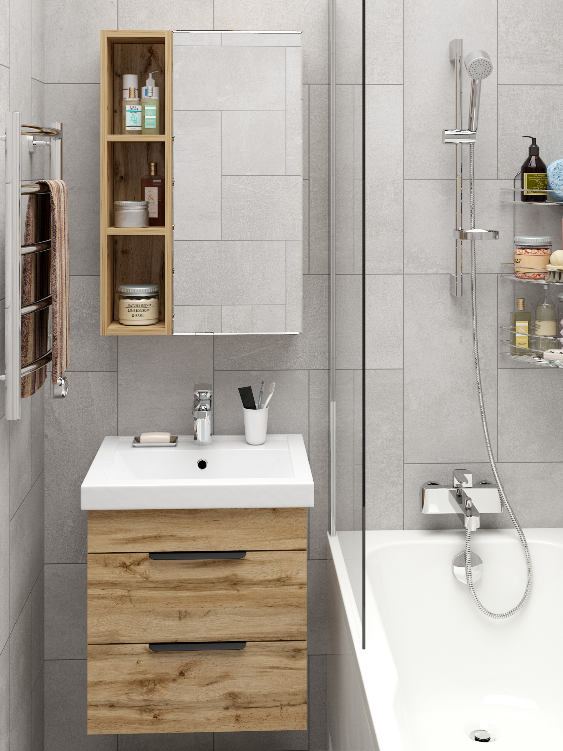 Изображение товара Тумба для ванной Capsula Mebel Berta подвесная 60 см цвет коричневый