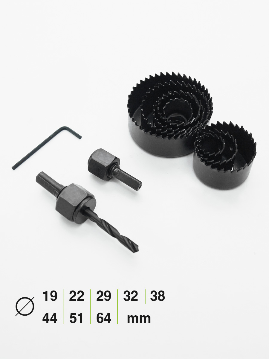 Изображение товара Набор коронок по дереву Pobedit 12 шт 64 мм в пластиковом кейсе