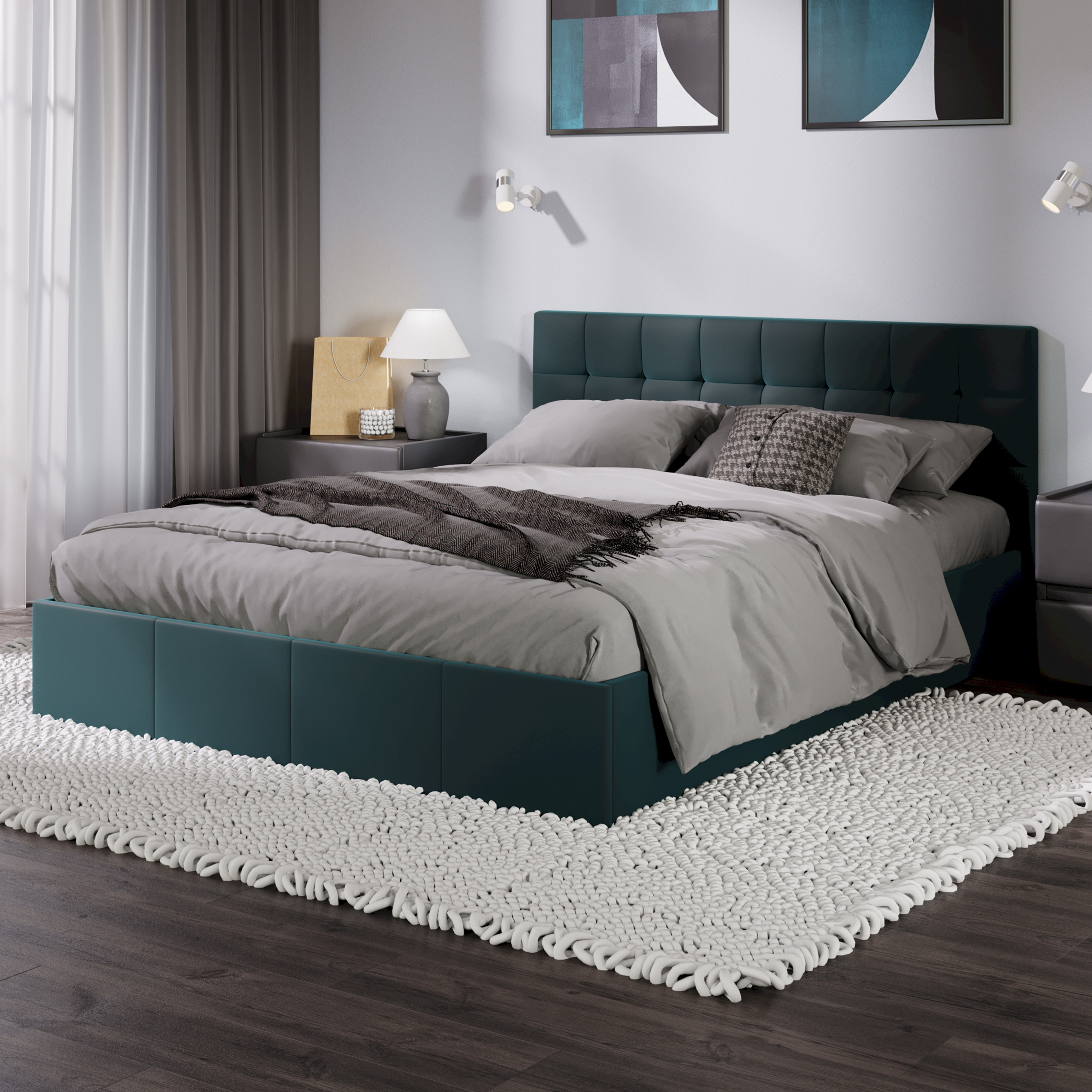 Изображение товара Двуспальная кровать Трия Эмма 160x89 из ЛДСП с подъемным механизмом и хранилищем