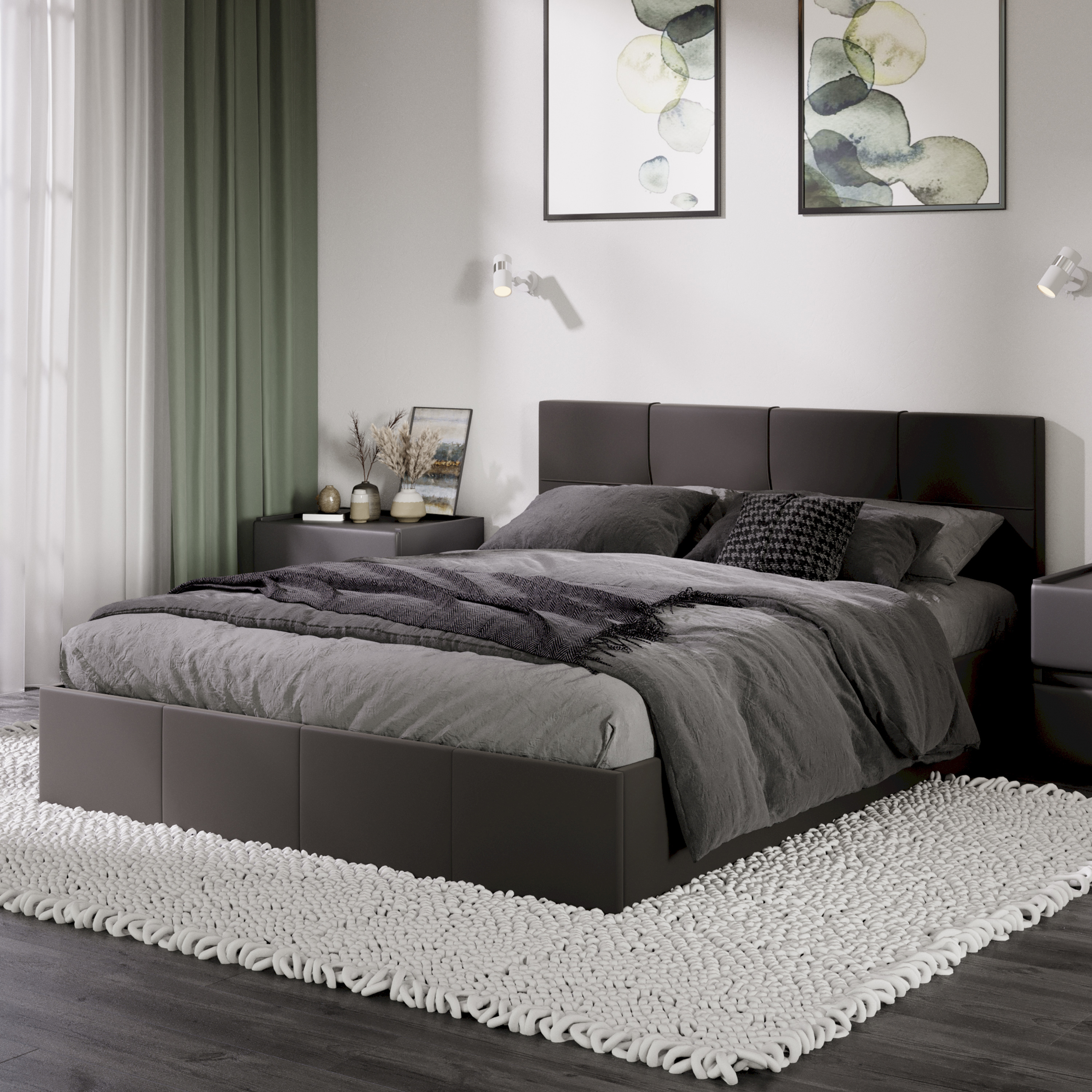 Изображение товара Двуспальная кровать Трия Лора 160x89 см с подъемным механизмом и ящиком