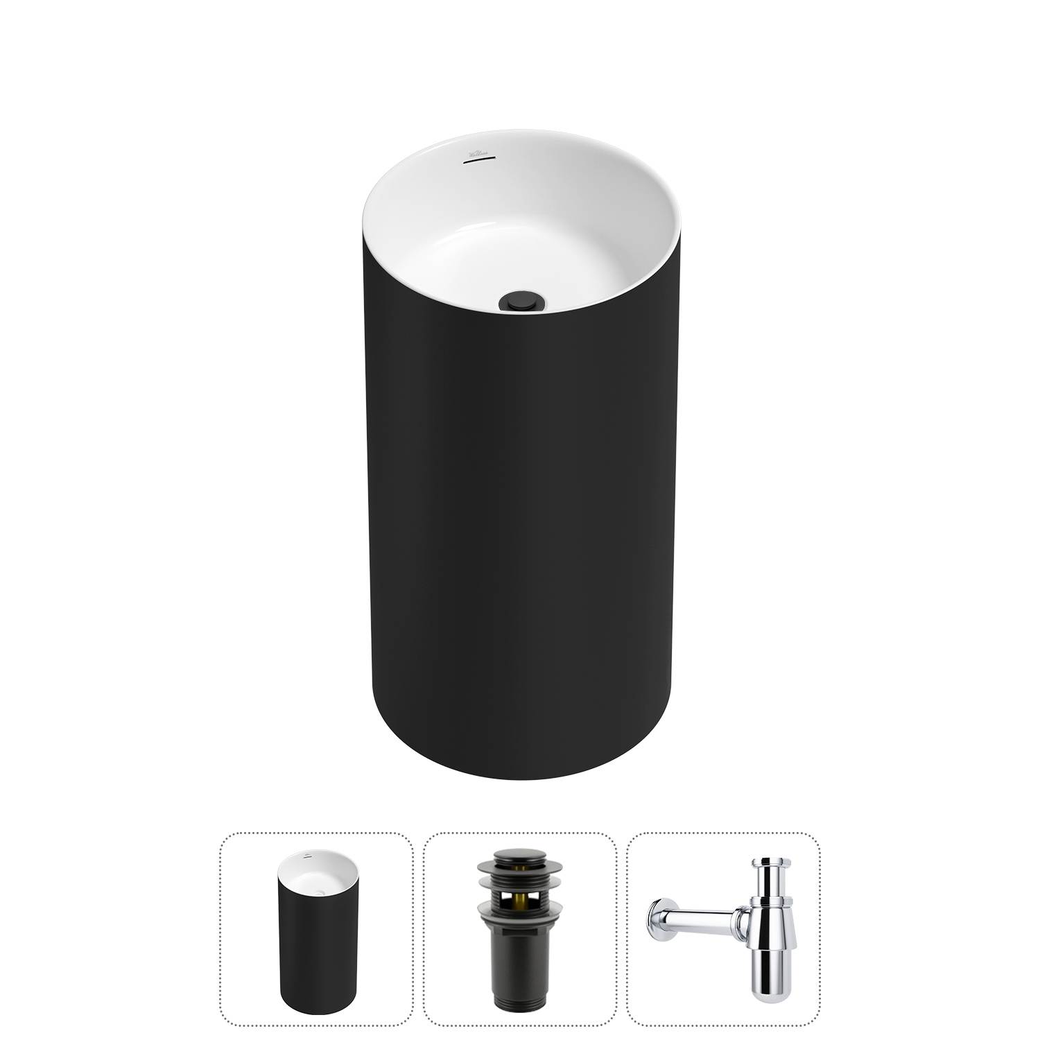 Изображение товара Раковина Wellsee chalice perfection 20212909R 45см цвет набора матовый черный