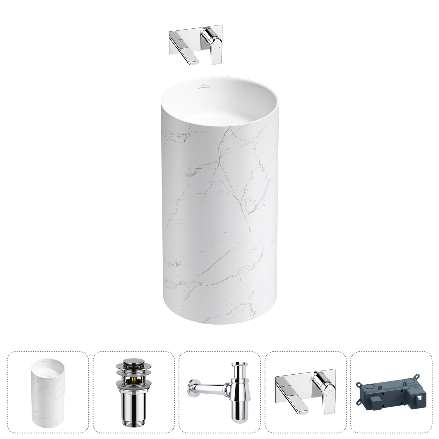 Изображение товара Раковина Wellsee chalice perfection 20212945R 45 см с донным клапаном и сифоном