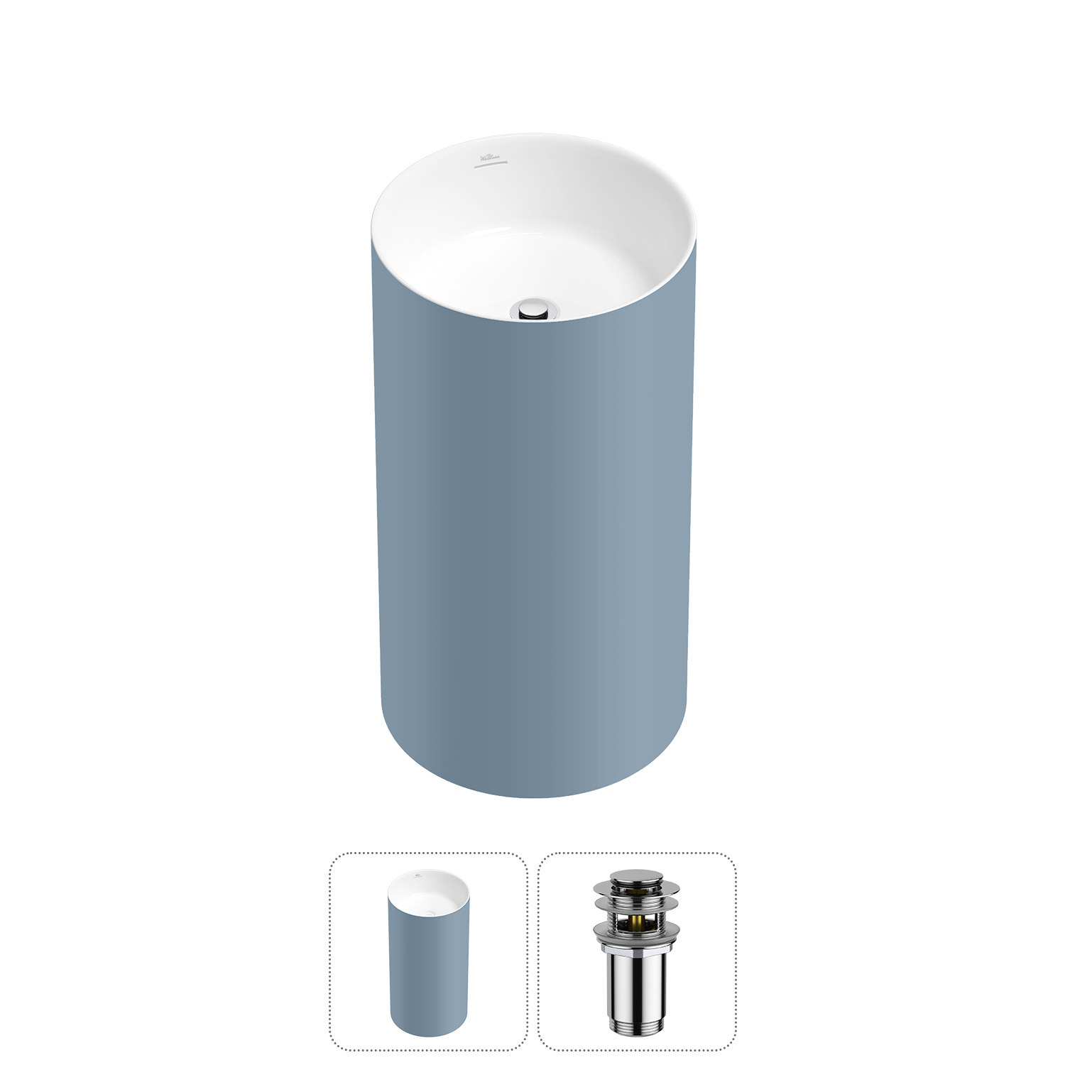 Изображение товара Раковина Wellsee chalice perfection 45 см бело-голубая с хромовым штрихом