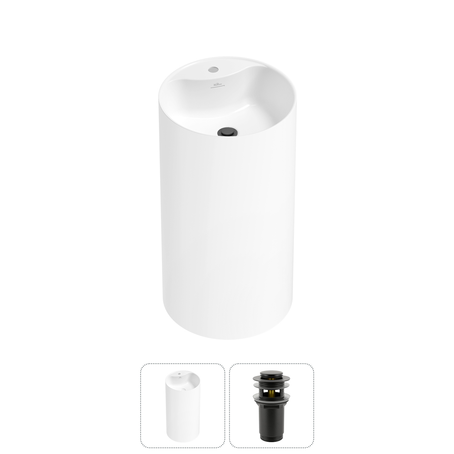 Изображение товара Раковина Wellsee chalice perfection 20212983R 45см матовый черный с донным клапаном