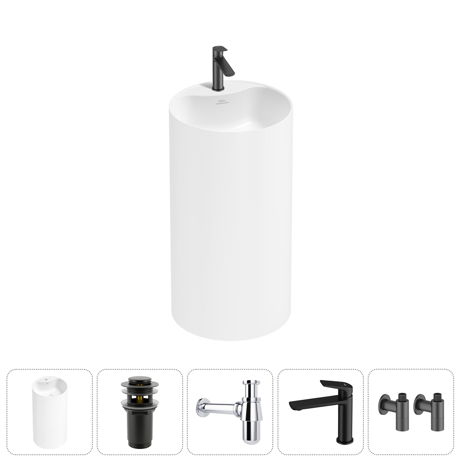 Изображение товара Раковина Wellsee chalice perfection 20212995R 45см цвет набора матовый черный