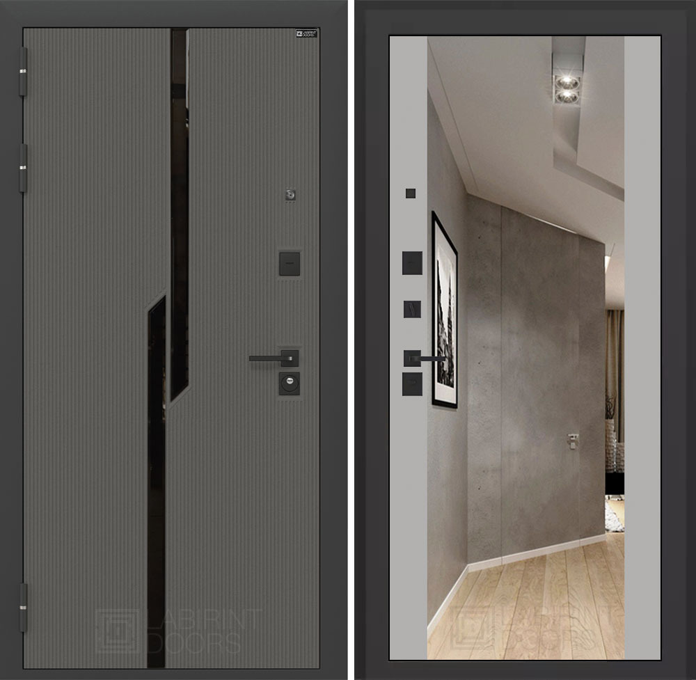 Изображение товара Входная дверь Labirintdoors Карбон 205x96 см с зеркалом и утеплением