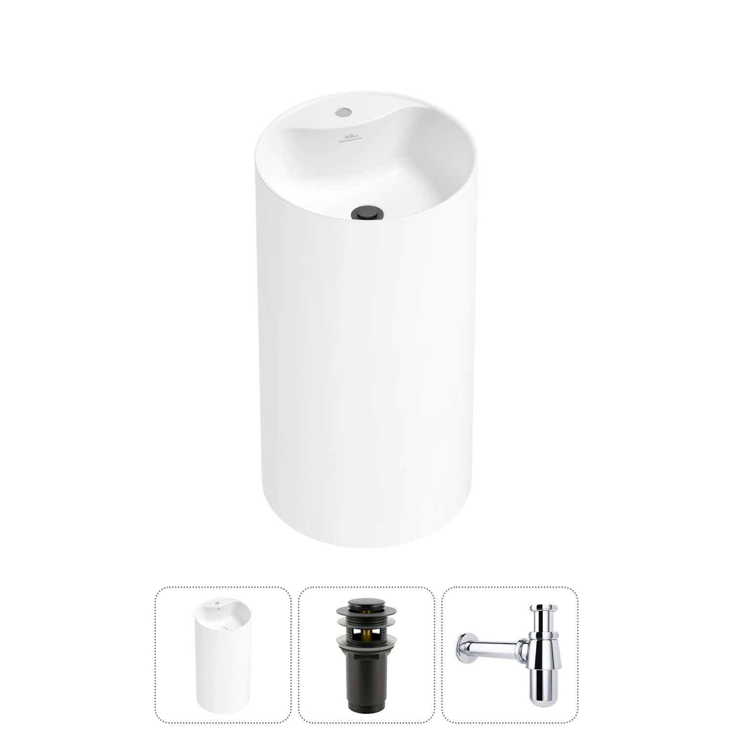 Изображение товара Раковина Wellsee Chalice Perfection 20213003R 45 см матовый черный с донным клапаном и сифоном