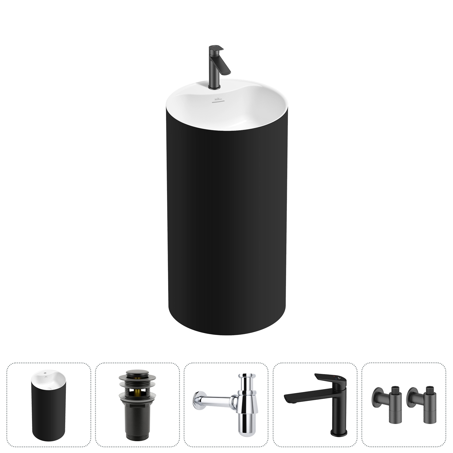 Изображение товара Раковина Wellsee chalice perfection 20213027R 45см цвет набора матовый черный