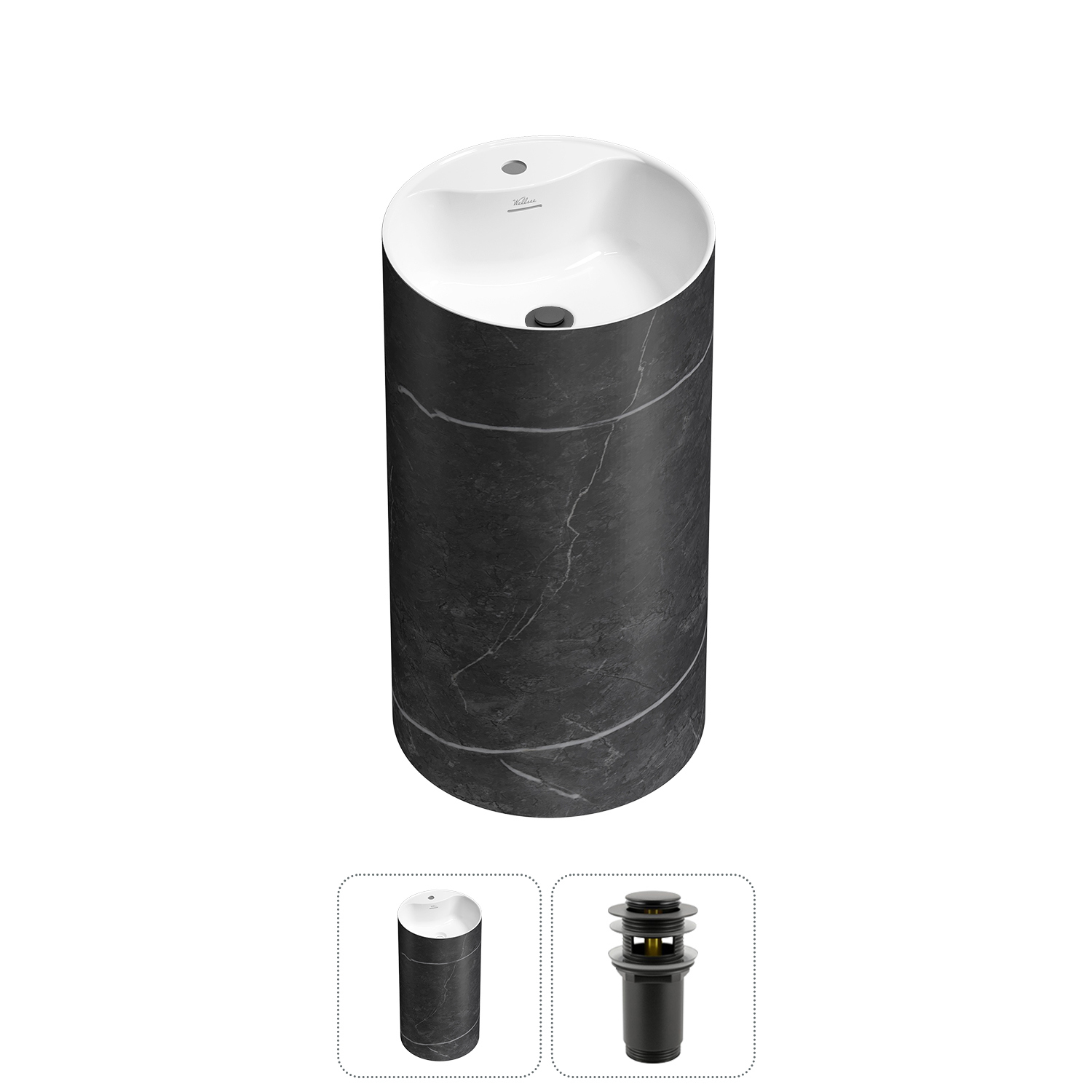 Изображение товара Раковина Wellsee chalice perfection 20213031R 45см цвет набора матовый черный