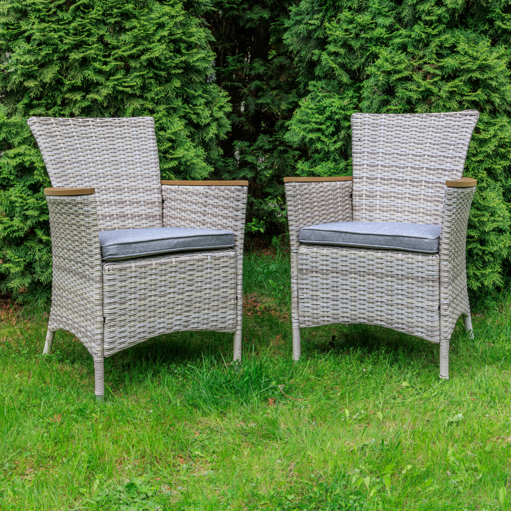 Изображение товара Кресло садовое Royal family 763-21-21-2 Amelia 59 см x 60 см x 87 см искусственный ротанг бежевый