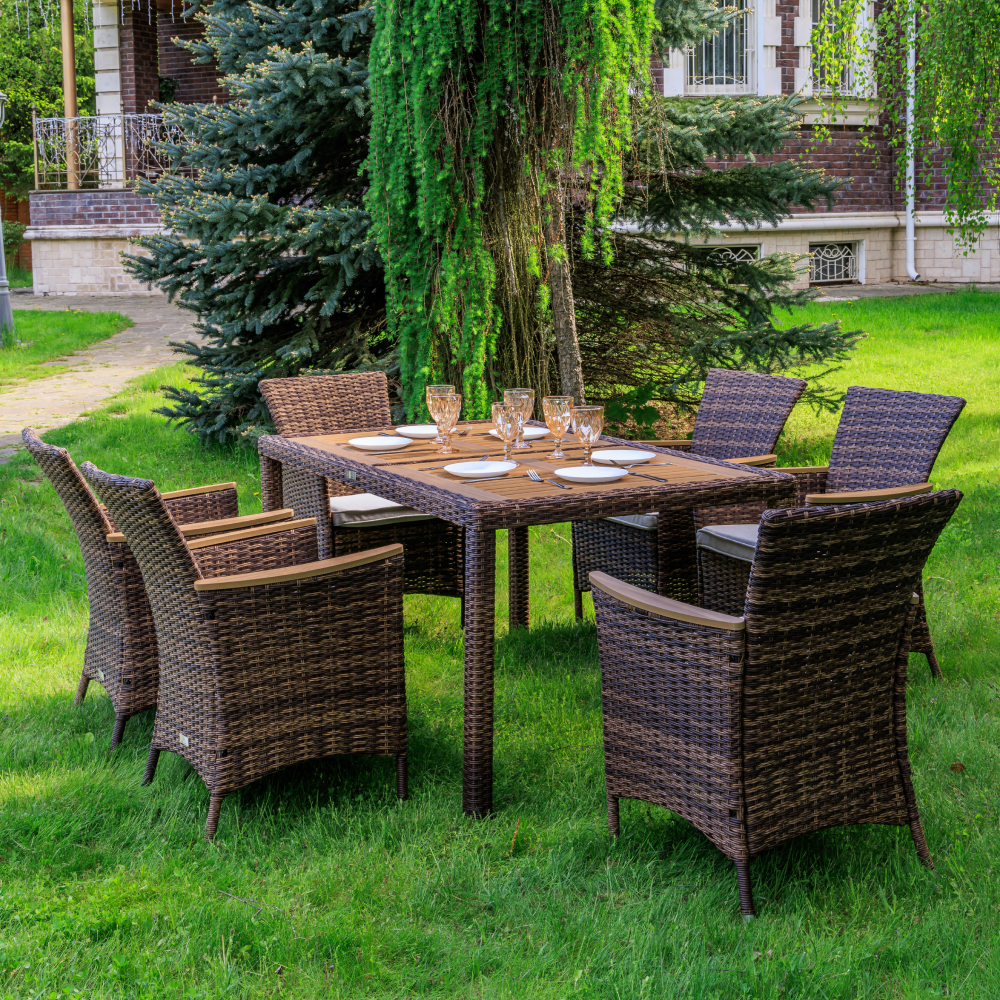 Изображение товара Набор обеденной мебели Royal family Amelia из искусственного ротанга 7 предметов