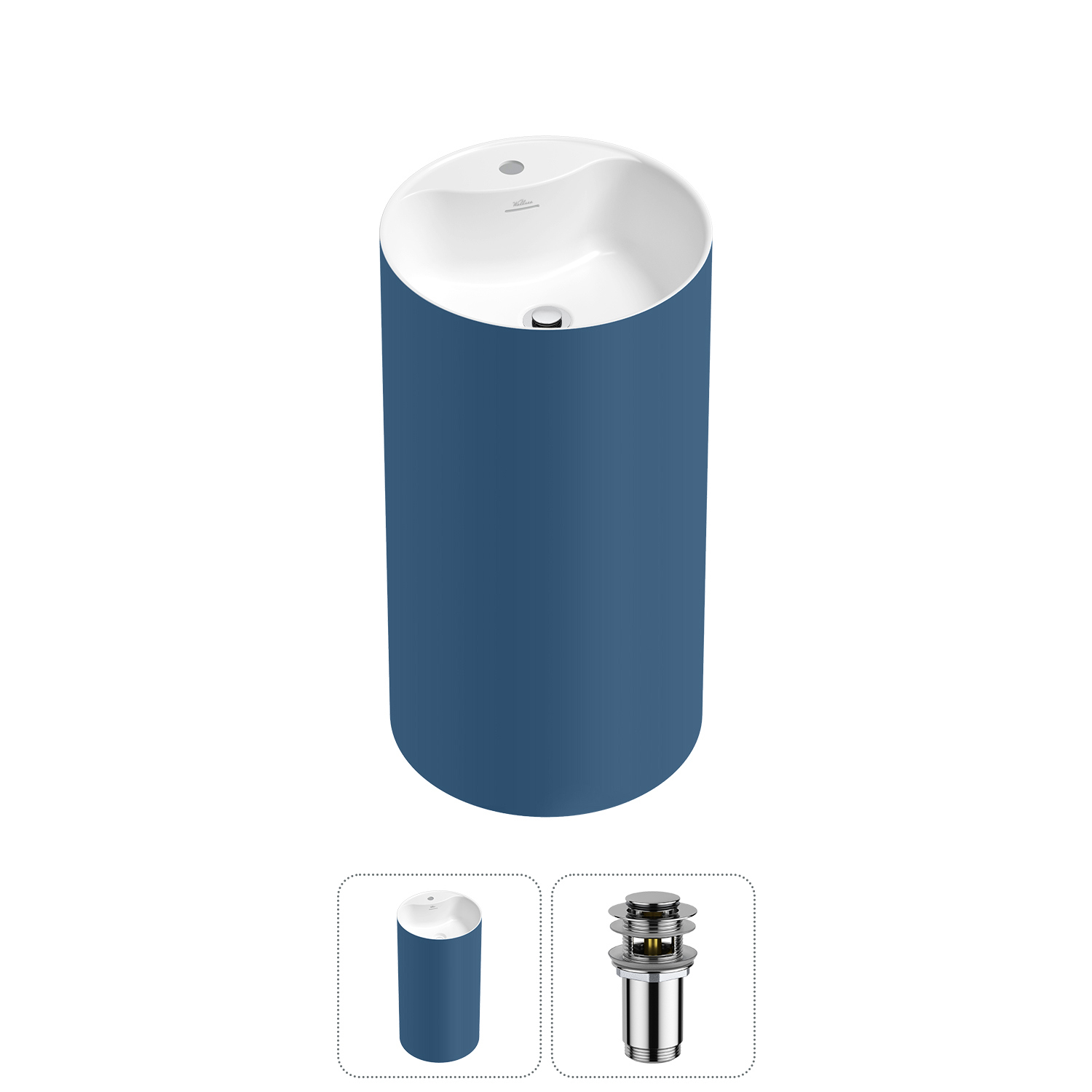 Изображение товара Раковина Wellsee chalice perfection 20213094R диаметр 45 см голубой и белый цвет