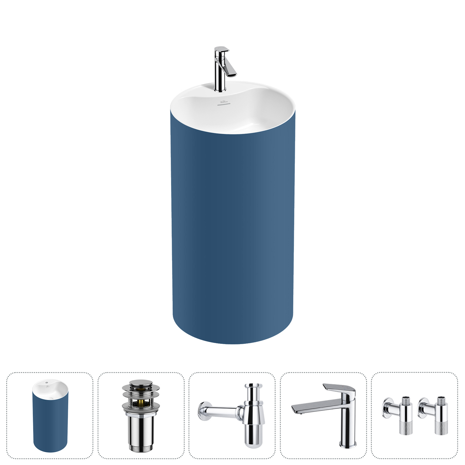 Изображение товара Раковина Wellsee Chalice Perfection 45 см моноблок с хромированным комплектом Польша