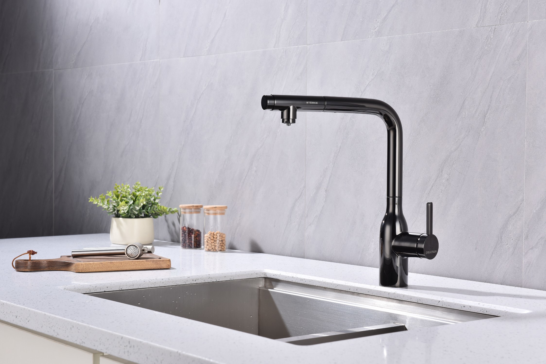 Изображение товара Смеситель для кухни VIPER с возможностью подключения фильтра питьевой воды глянцевый черный Vi213105-GB Starke-Paulmark