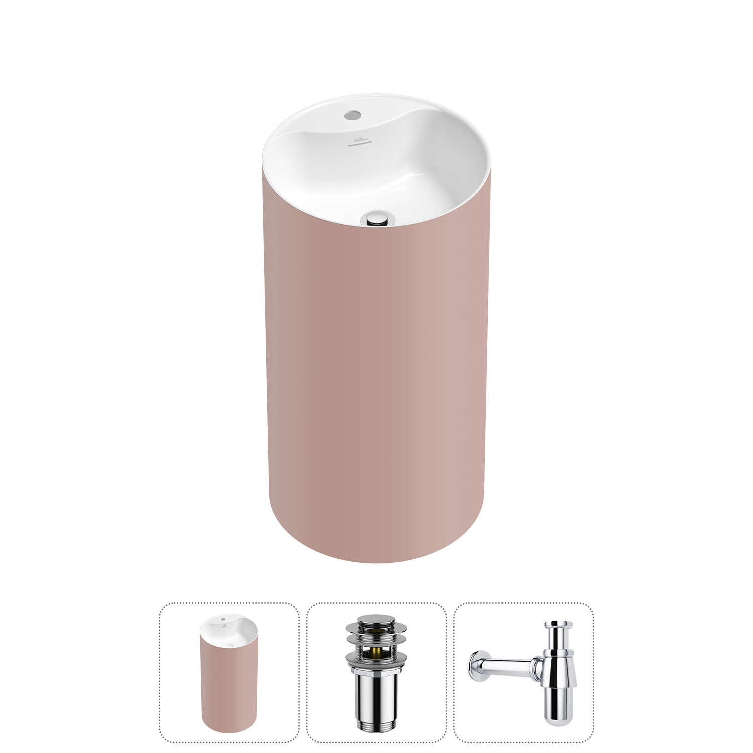 Изображение товара Раковина Wellsee chalice perfection 45 см с хромированным сливом и акриловой поверхностью