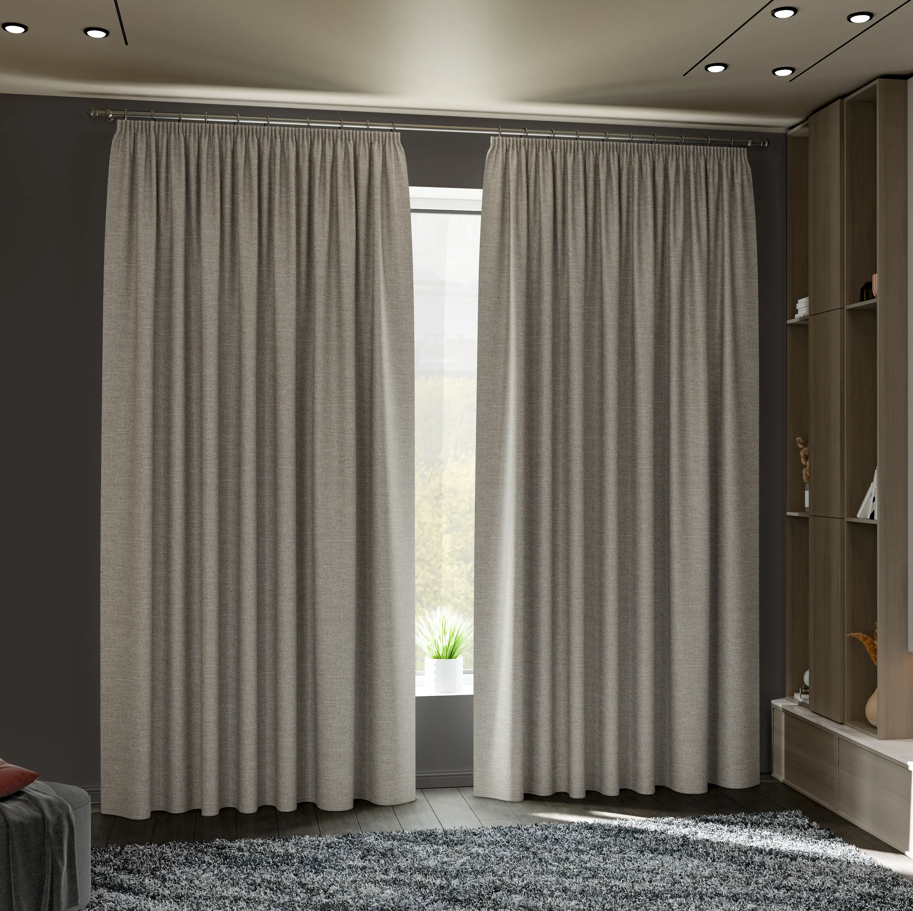Комплект штор на ленте блэкаут Miamoza Nola 150x250 см цвет коричневый