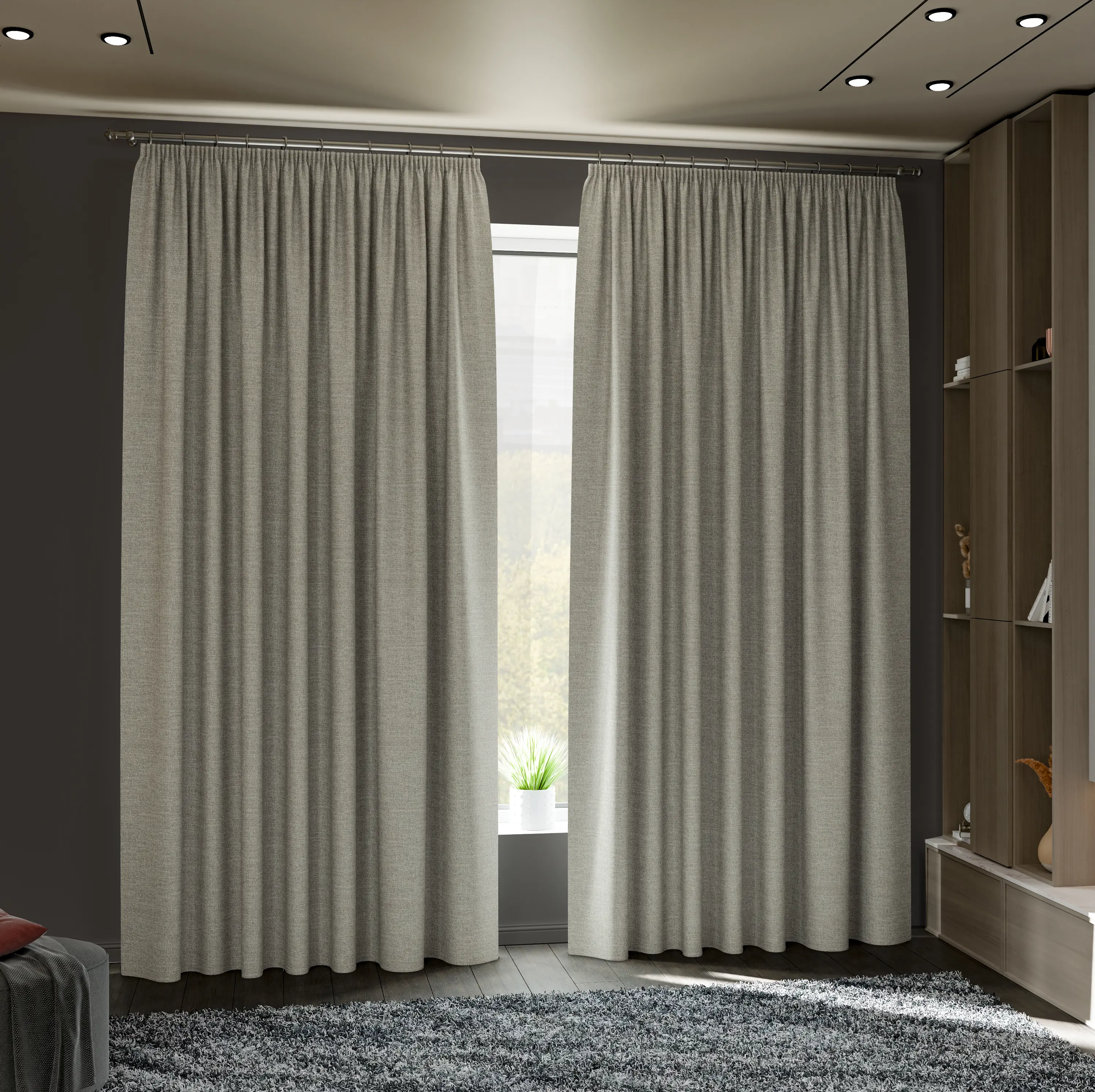 Комплект штор на ленте блэкаут Miamoza Nola 150x250 см цвет серо-бежевый
